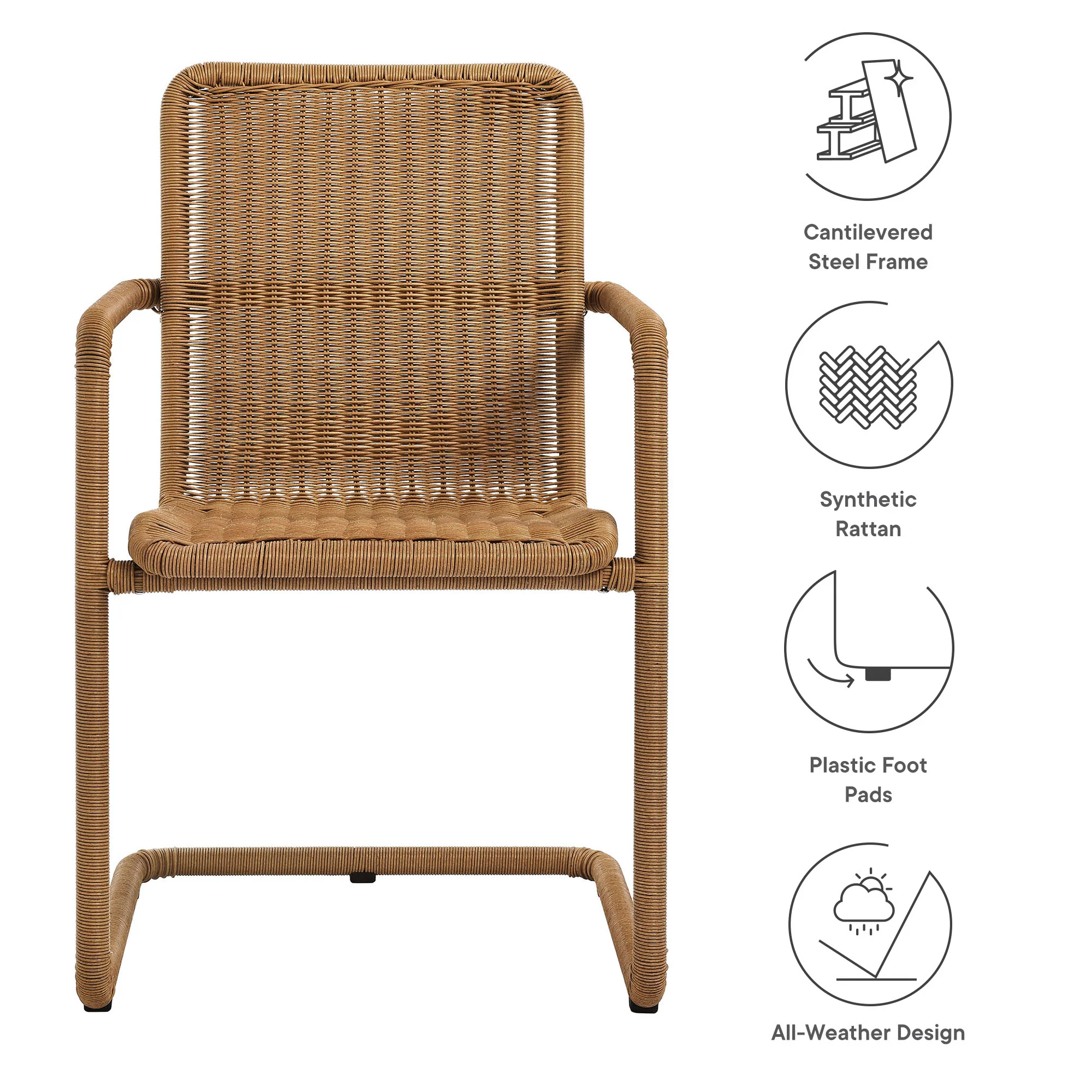 Abacus Outdoor Patio Wicker Dining Chairs Set of 2 by Modway - Image 13