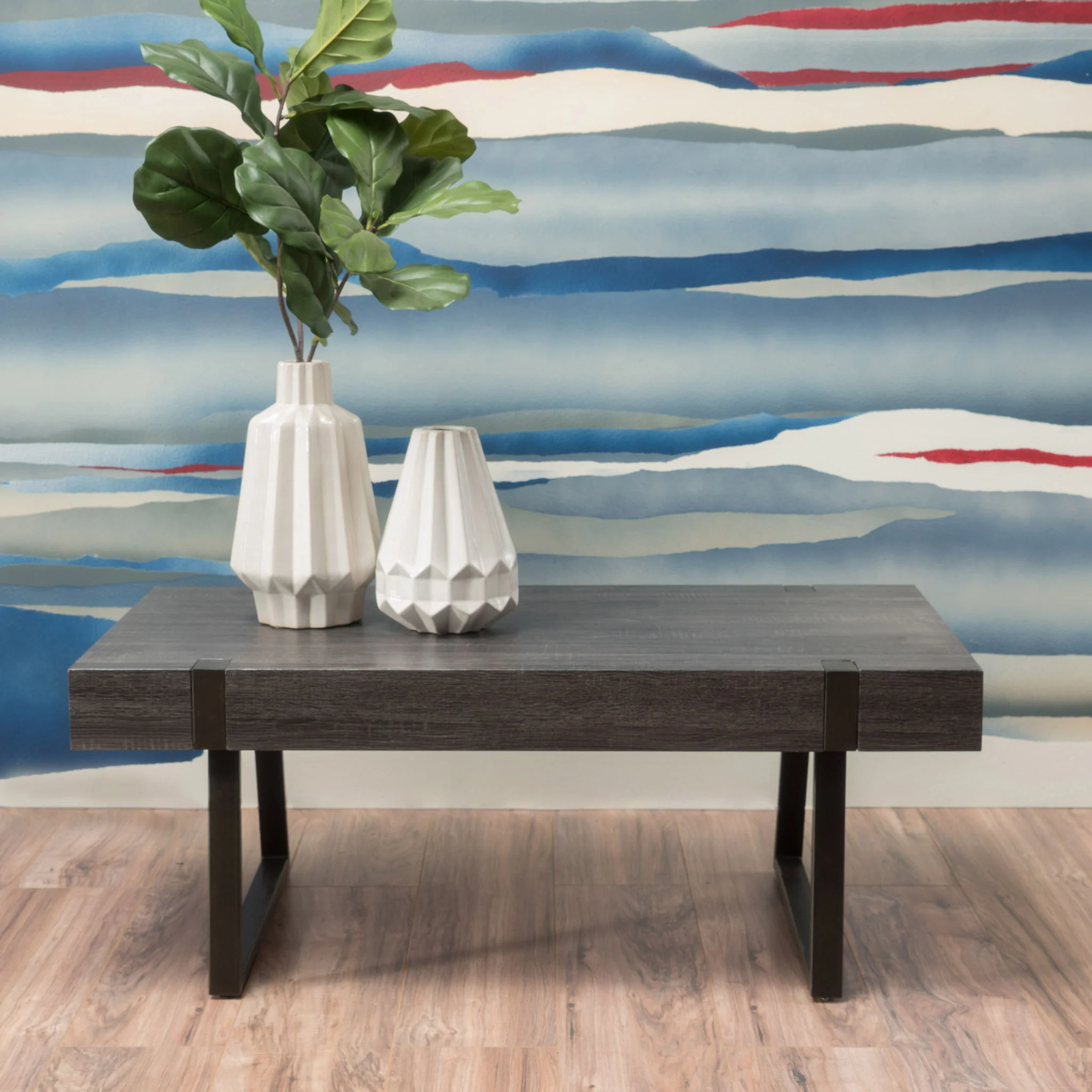 Abitha - Coffee Table With Industrial Powder Coated Metal Legs - Image 6