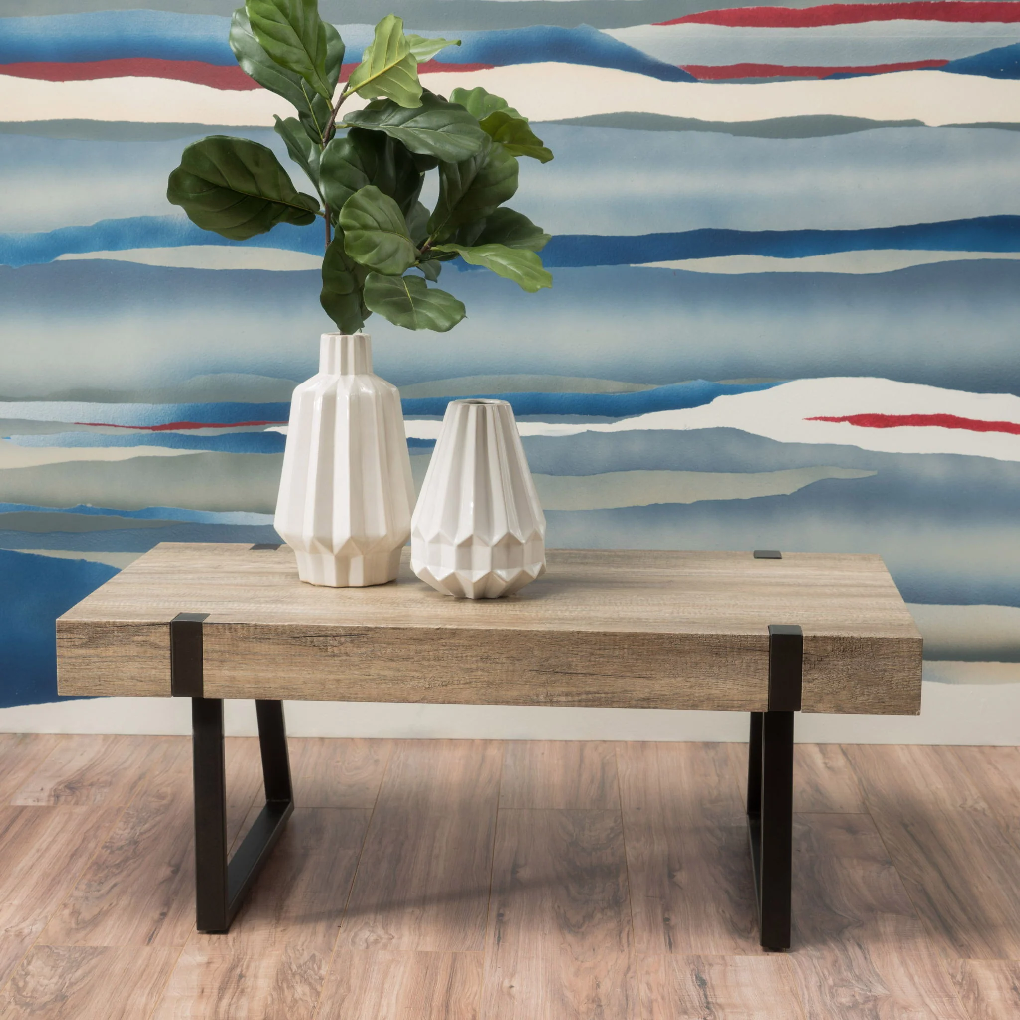 Abitha - Coffee Table With Industrial Powder Coated Metal Legs - Image 7