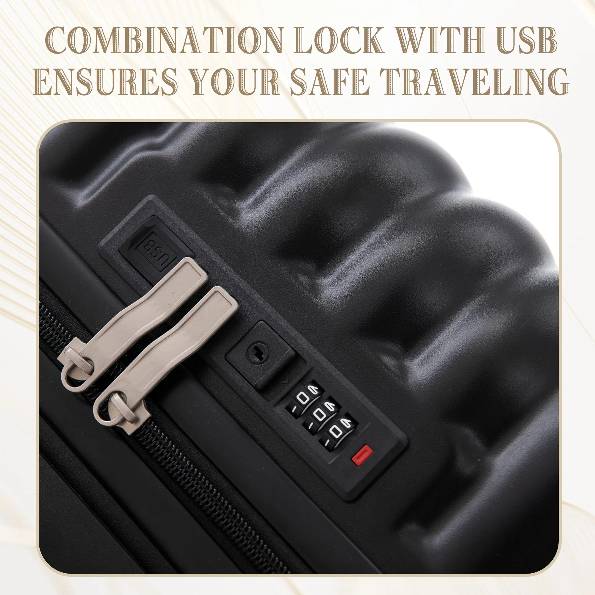 ABS Spinner Wheel Luggage Carry On Suitcase with Cup Holder and USB Port - Image 10