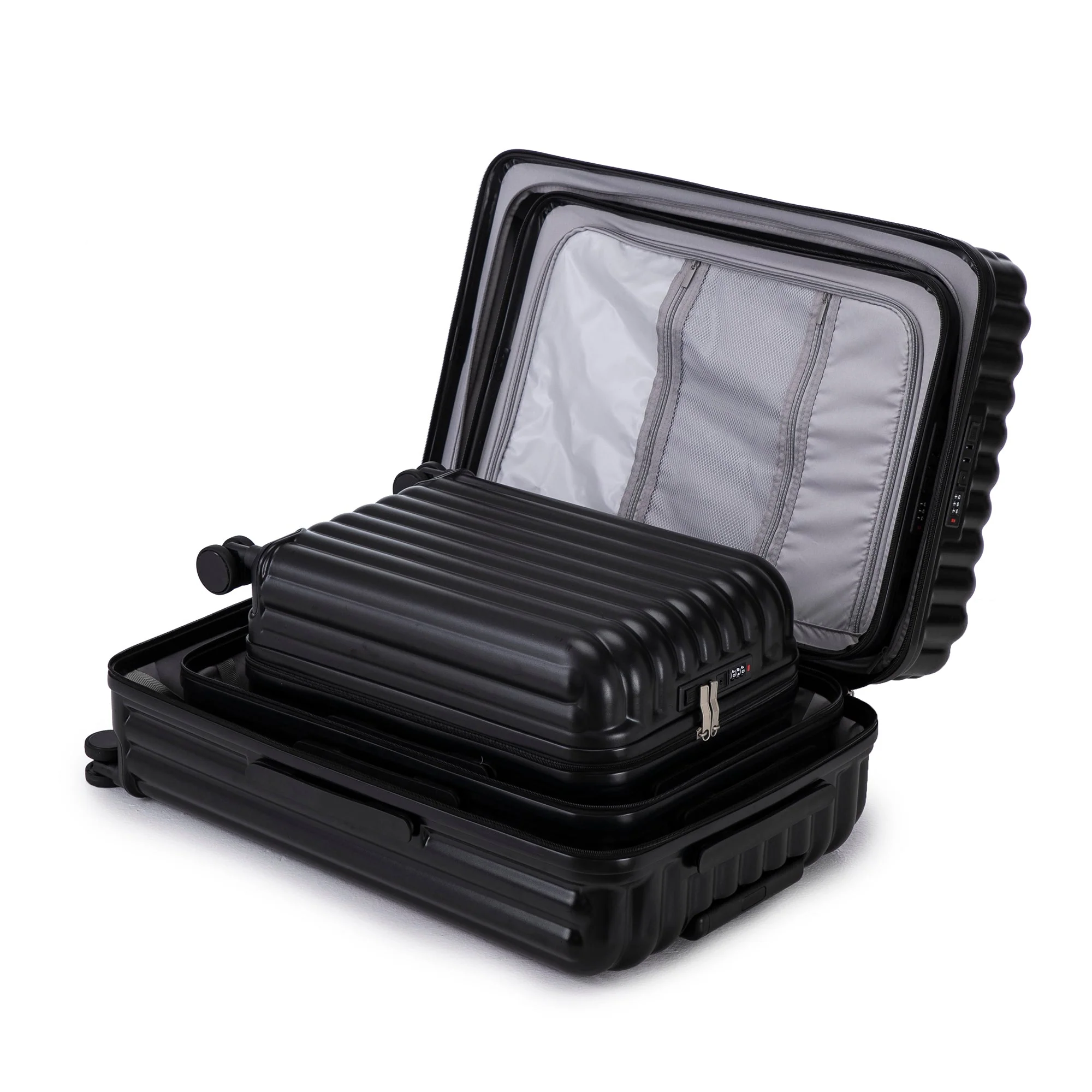 ABS Spinner Wheel Luggage Carry On Suitcase with Cup Holder and USB Port - Image 25