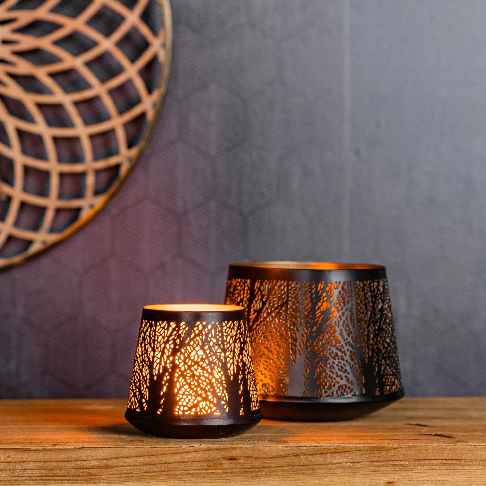 Abstract Punched Metal Candle Holder (Set of 4) - Image 2
