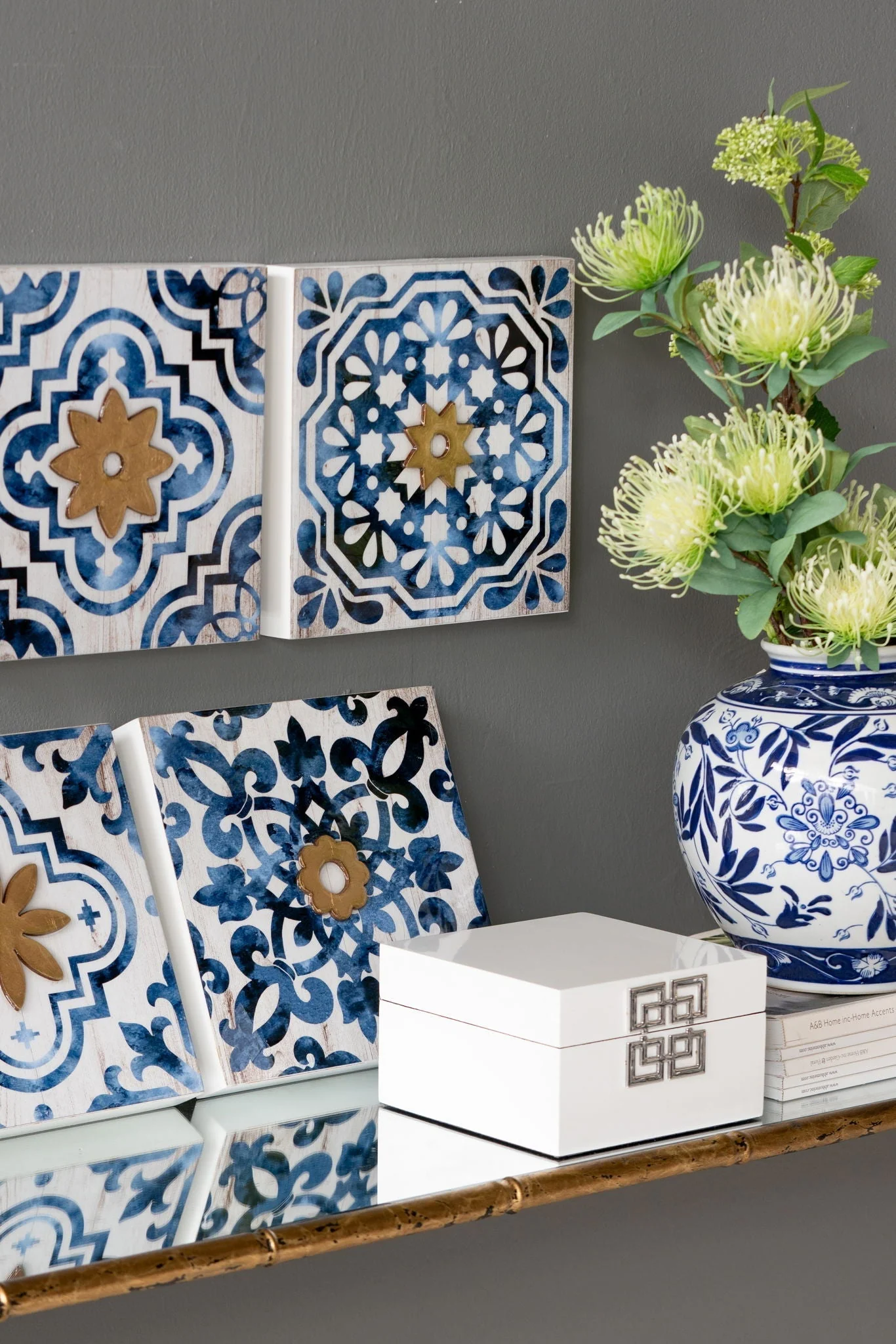 Abstract Wall Decor Accents (Set of 4) - White / Blue - Image 2
