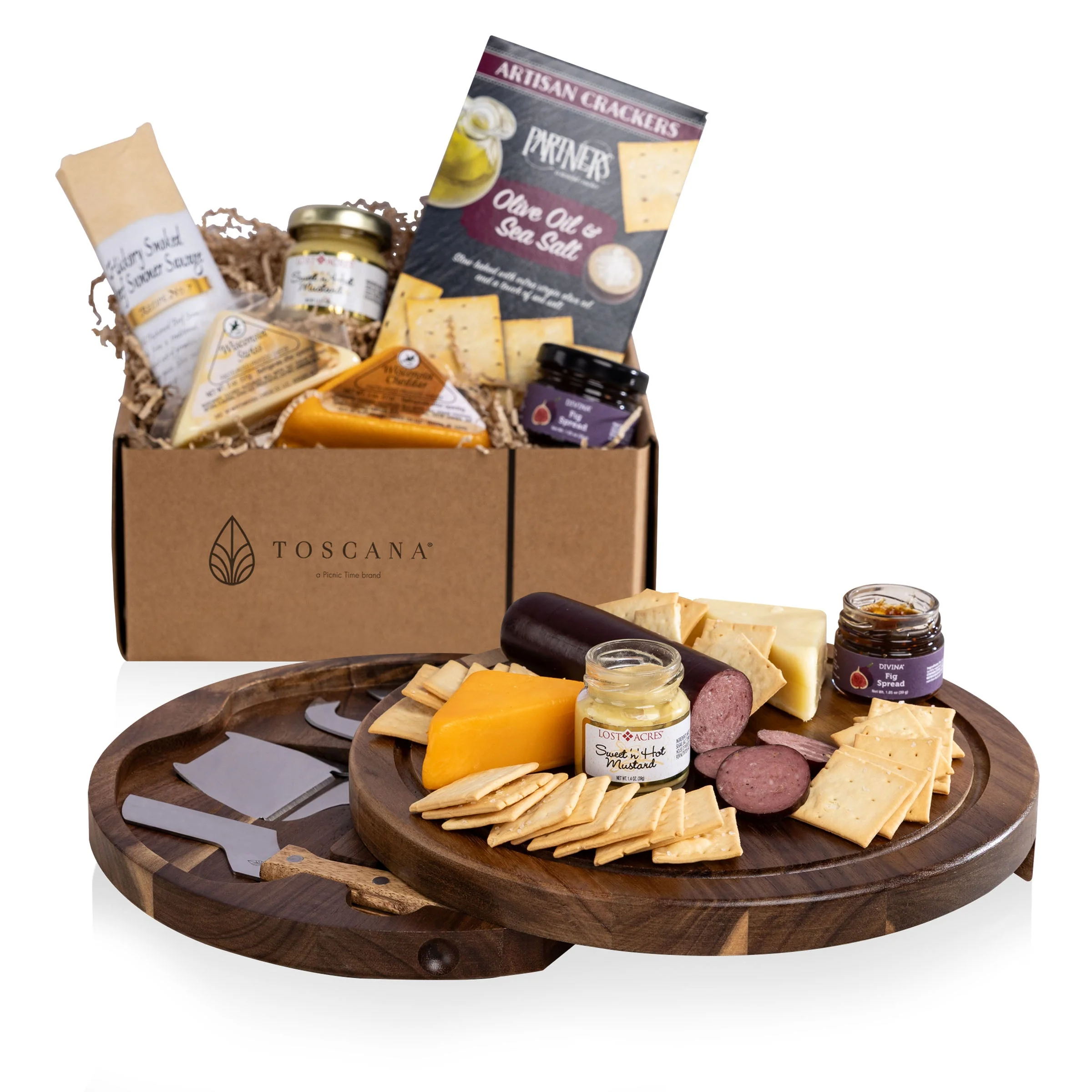Acacia Circo Cheese Board with Gourmet Gift Pack - Image 5