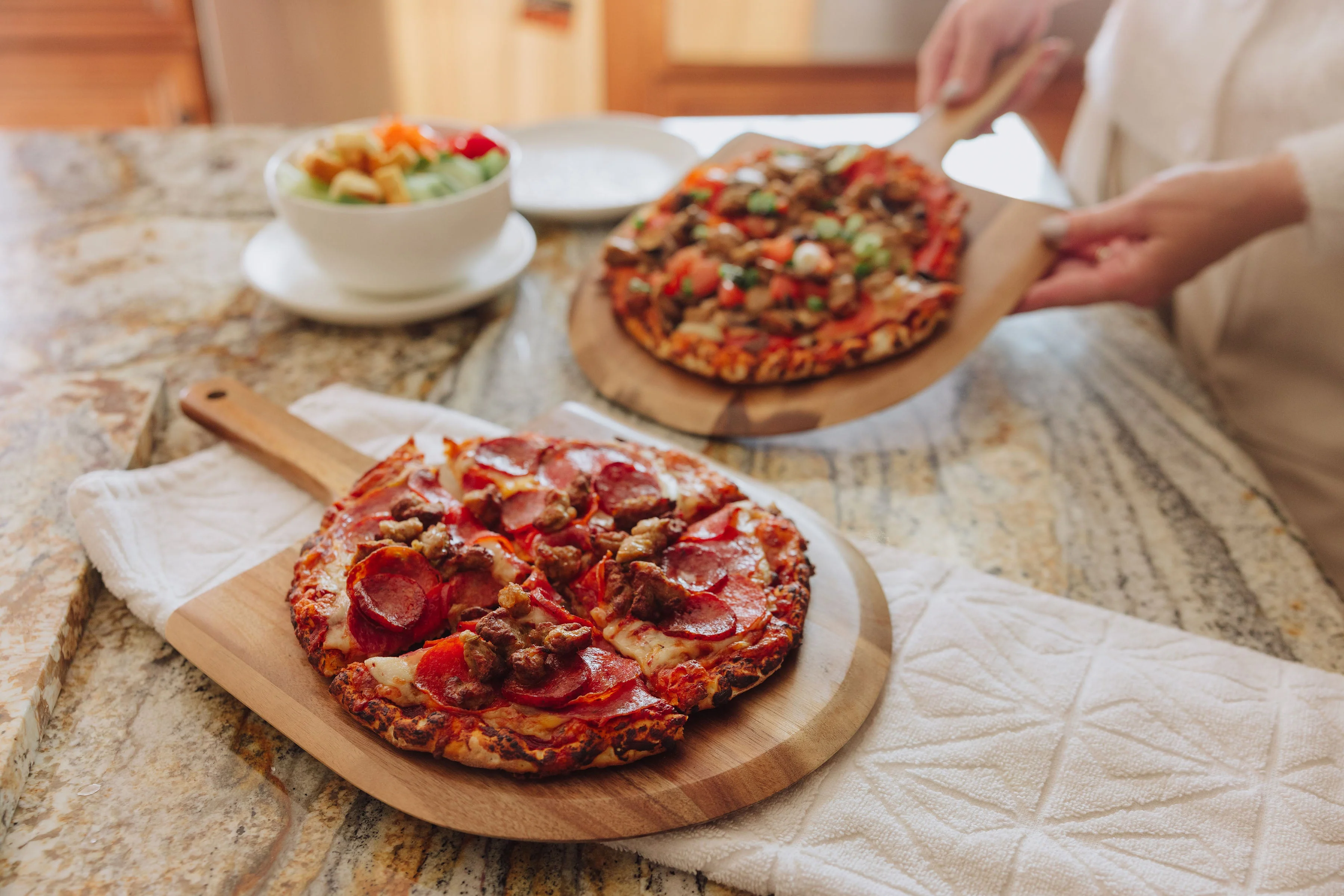 Acacia Personal Pizza Peel Serving Board Paddle Set of 2 - Image 2