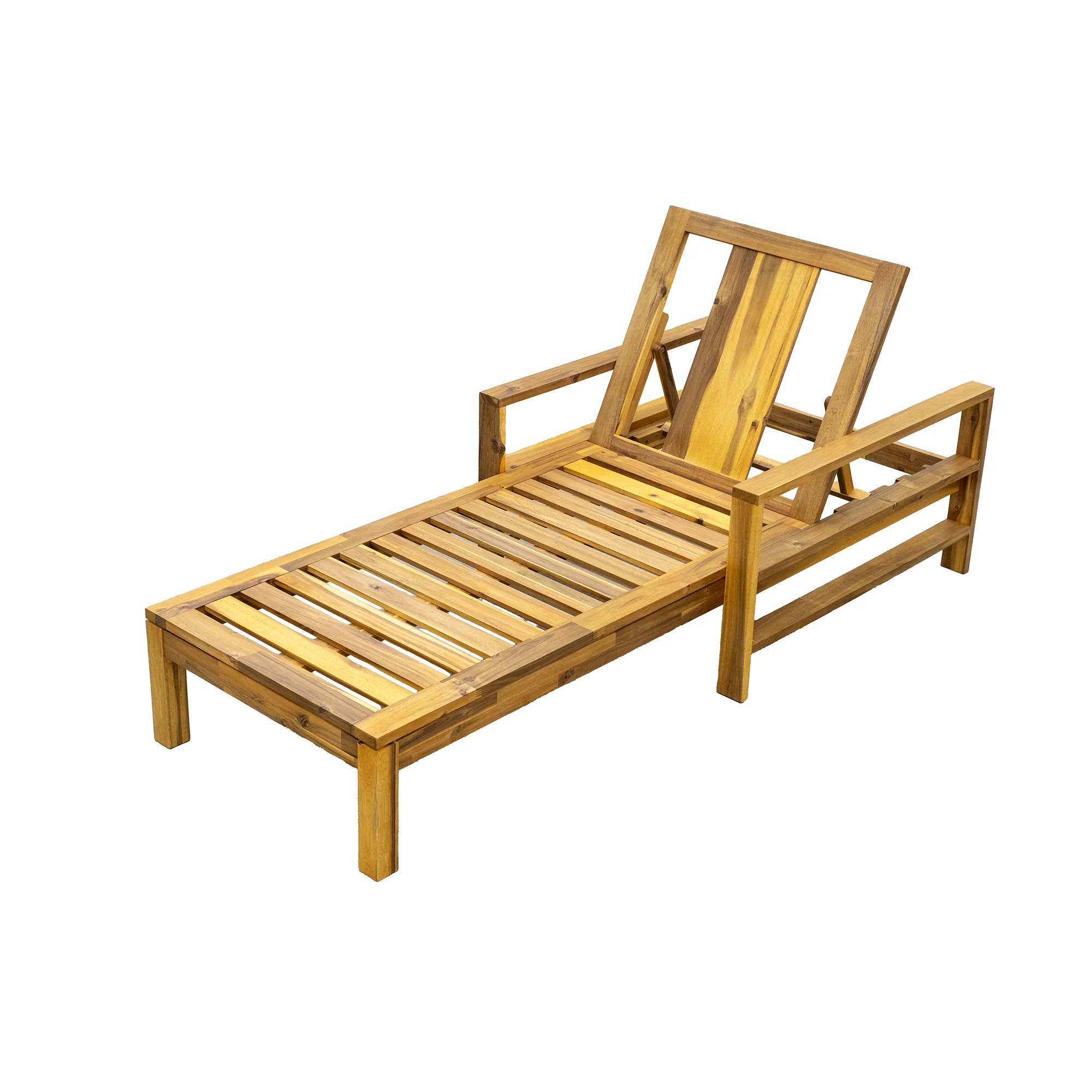 Acacia Wood Adjustable Backrest Outdoor Lounge Chair - Image 5