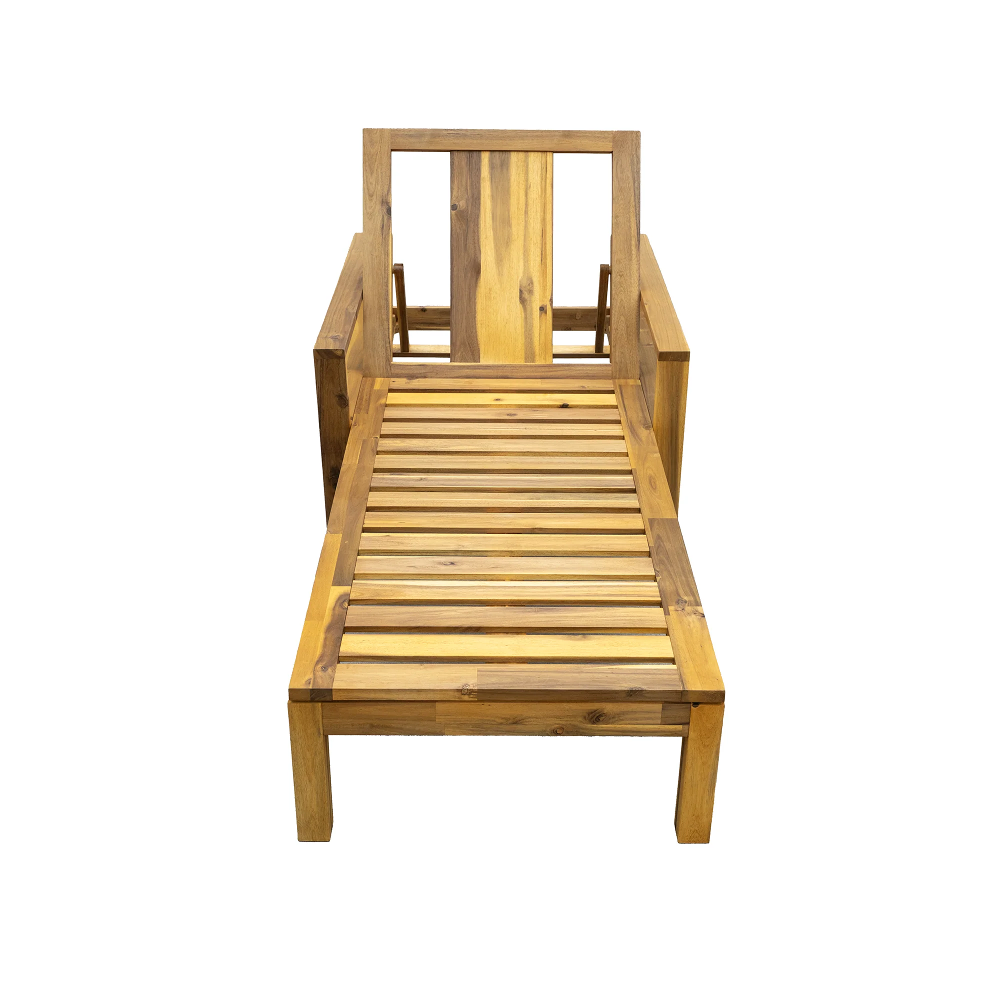 Acacia Wood Adjustable Backrest Outdoor Lounge Chair - Image 6