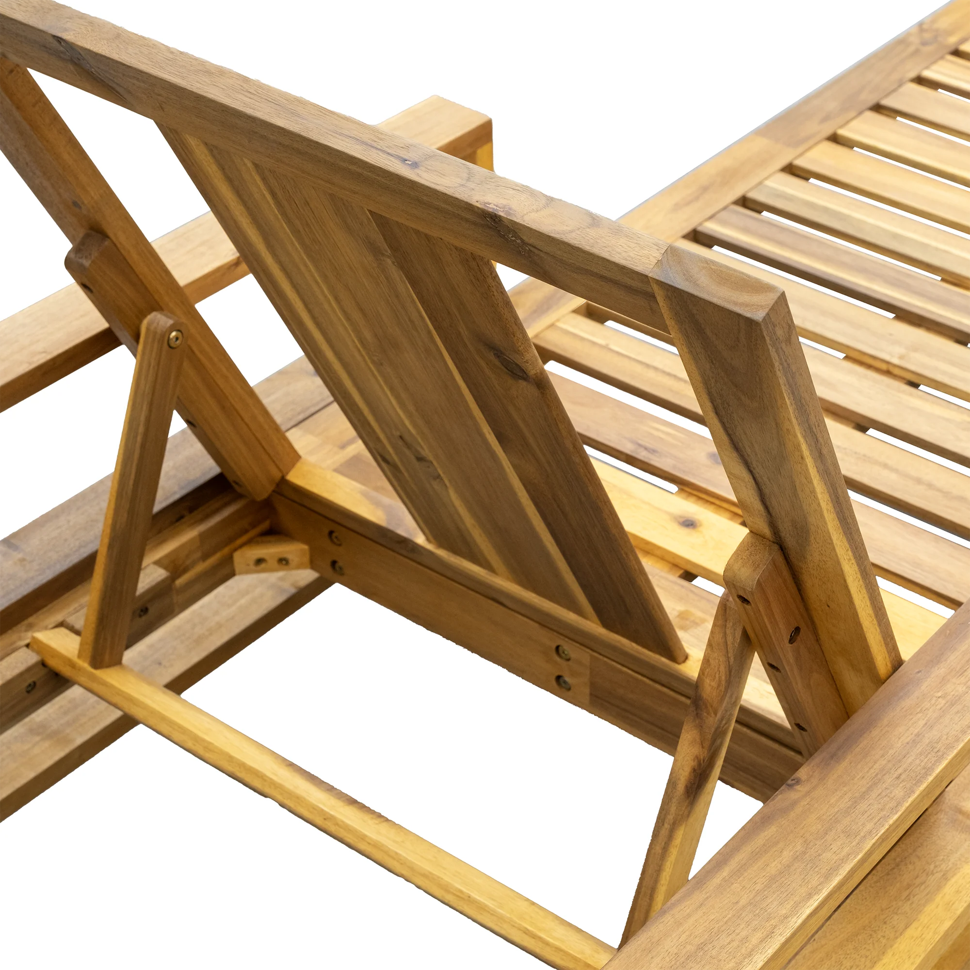 Acacia Wood Adjustable Backrest Outdoor Lounge Chair - Image 9