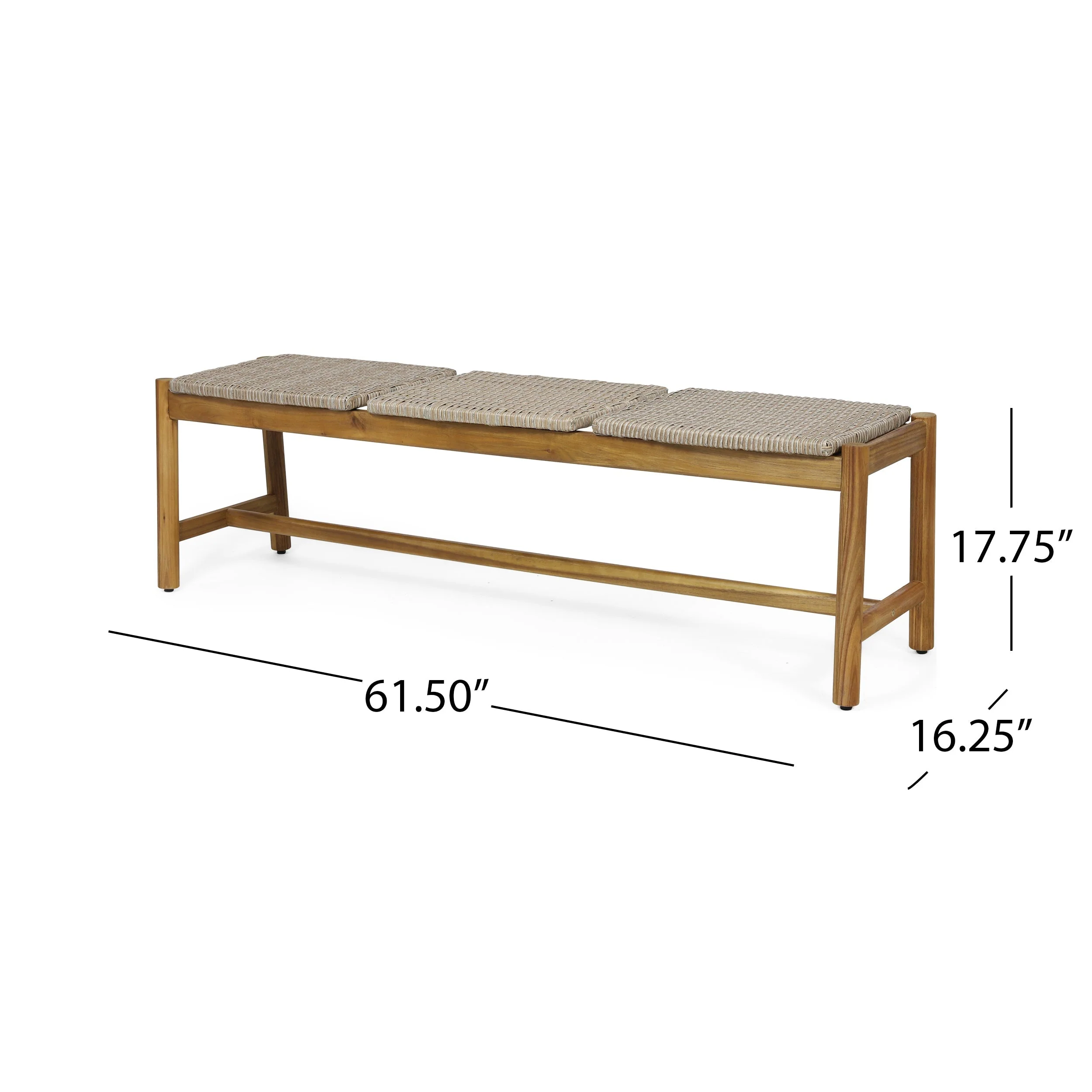 Acacia Wood Bench with 3 Seaters, Teak - Image 3