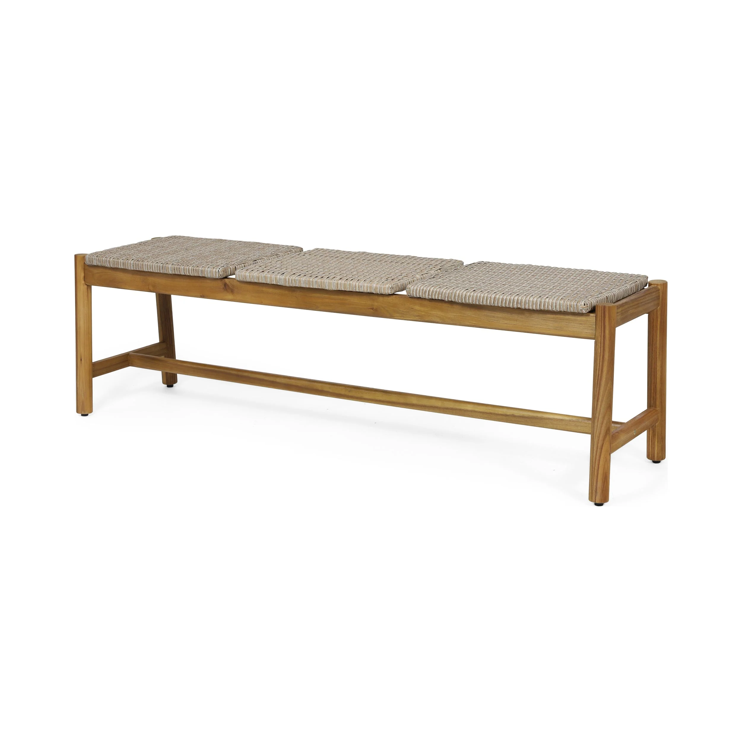 Acacia Wood Bench with 3 Seaters, Teak - Image 4