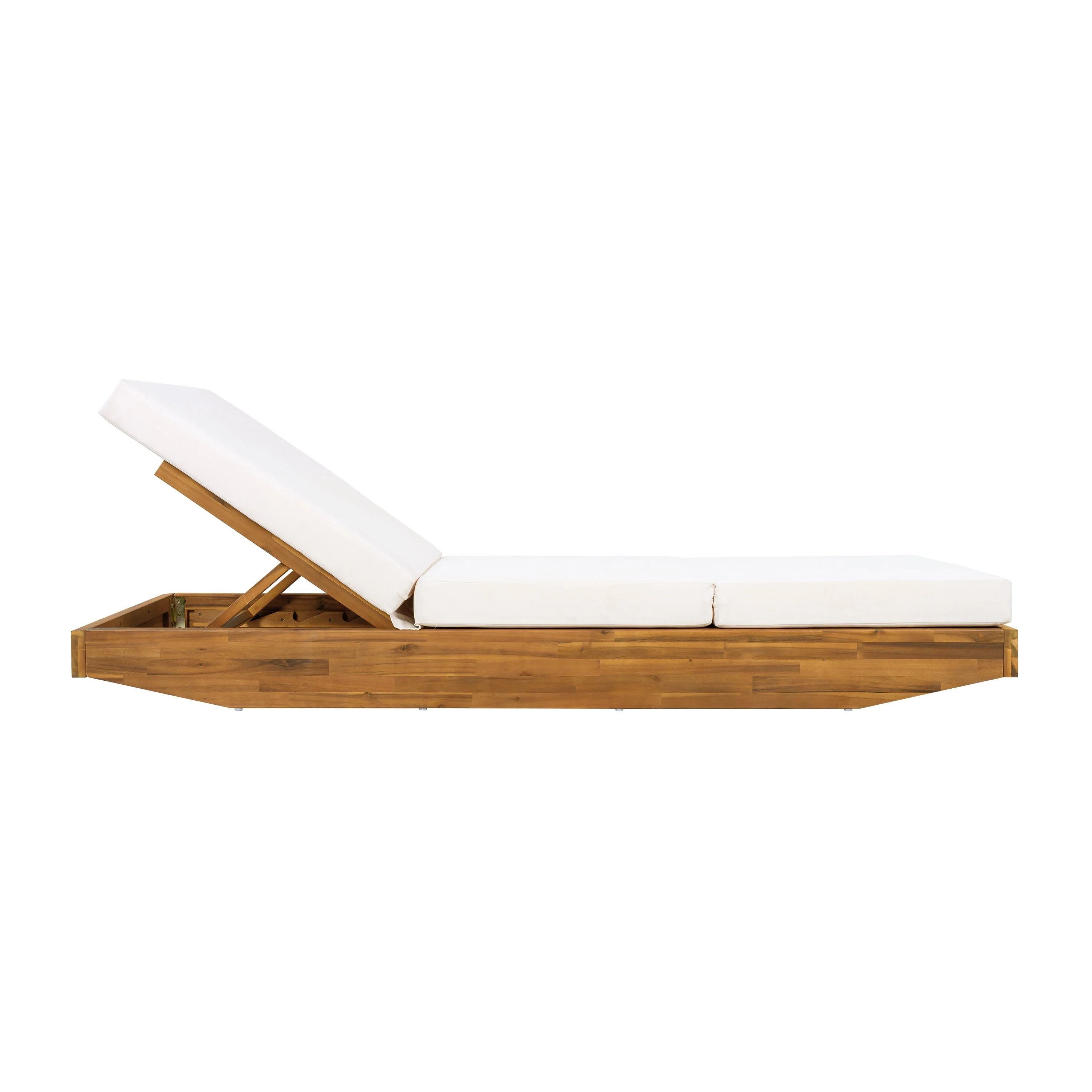 Acacia Wood Chaise Lounge with Cushion - Image 14