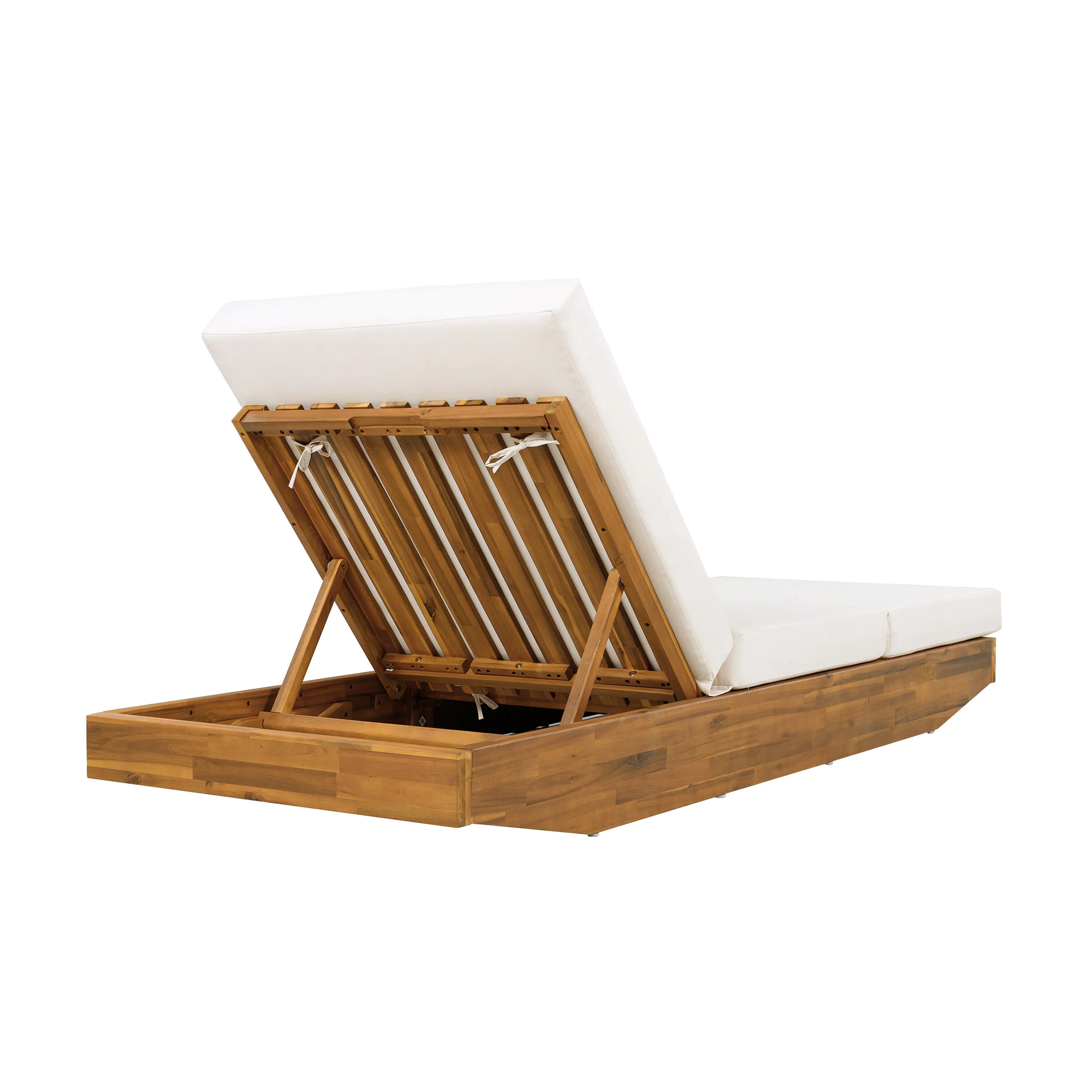 Acacia Wood Chaise Lounge with Cushion - Image 15