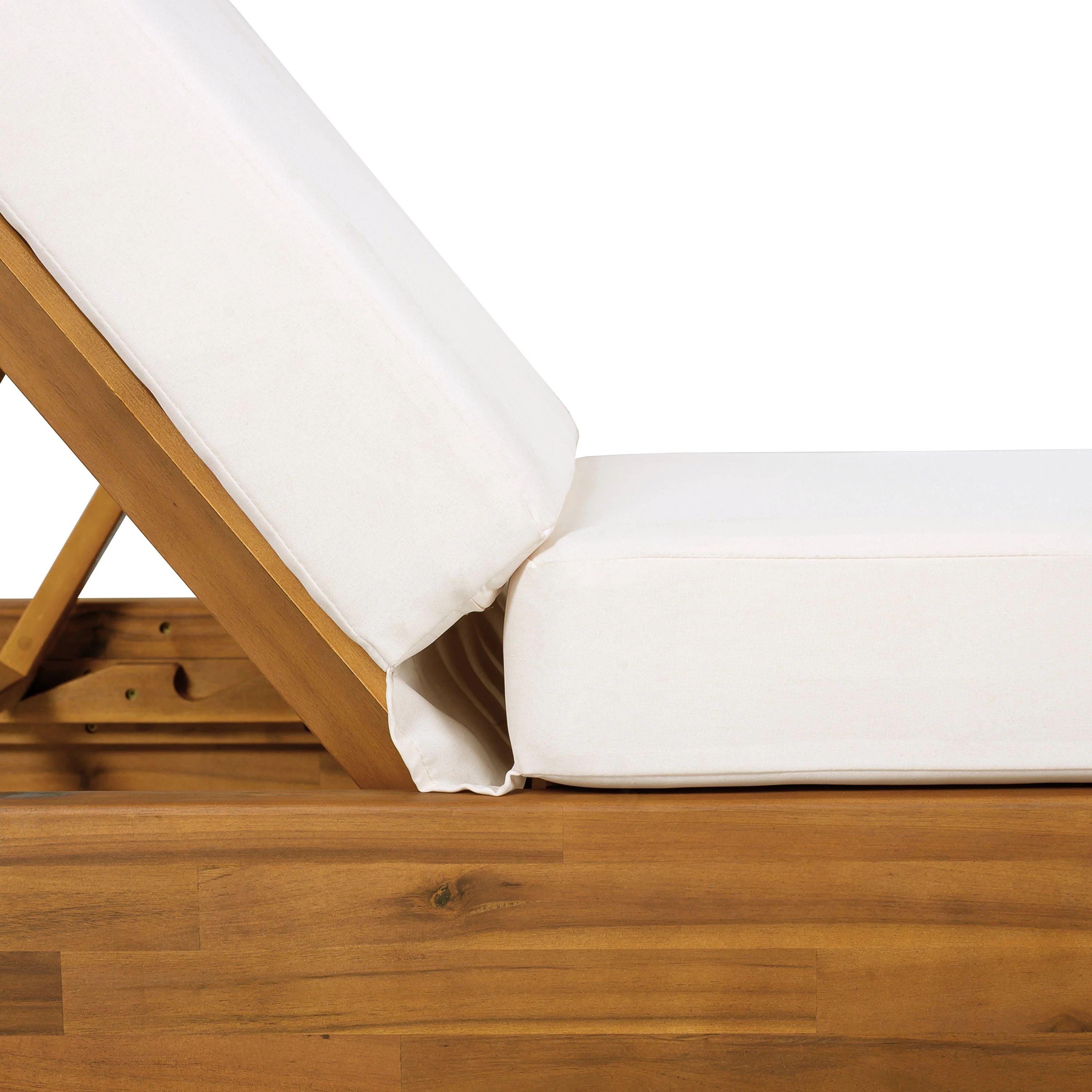Acacia Wood Chaise Lounge with Cushion - Image 16
