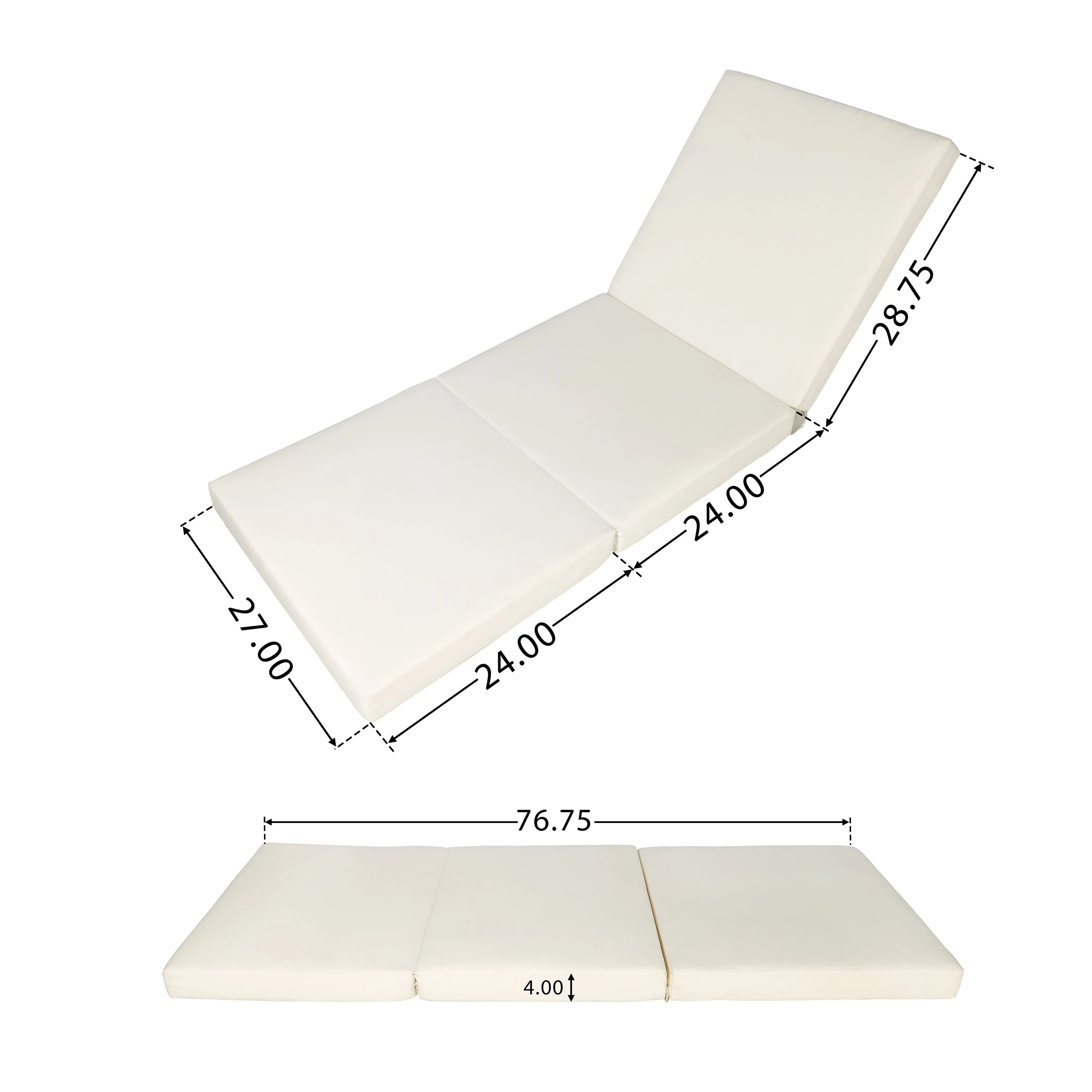 Acacia Wood Chaise Lounge with Cushion - Image 5