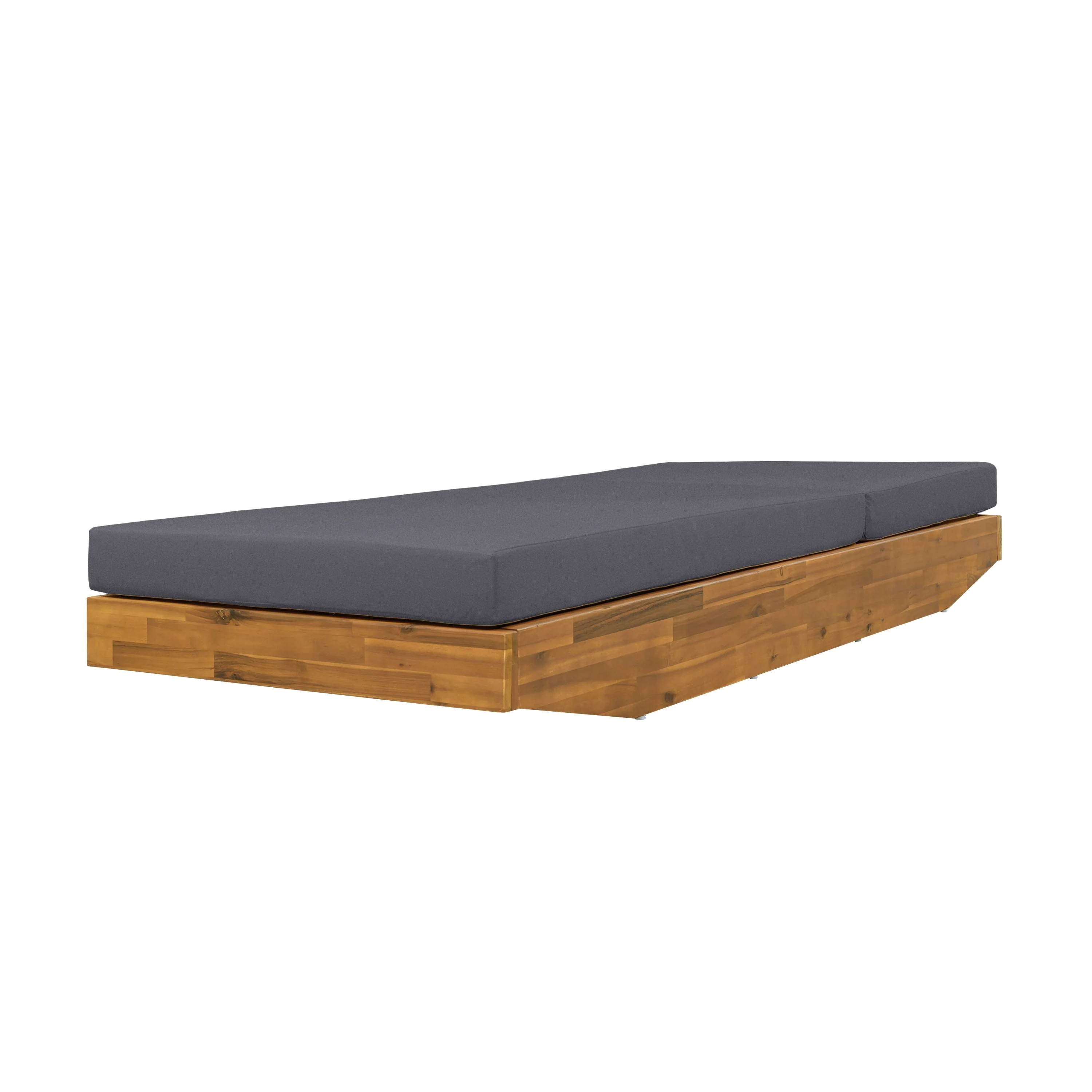 Acacia Wood Chaise Lounge with Cushion - Teak Finish - Image 13