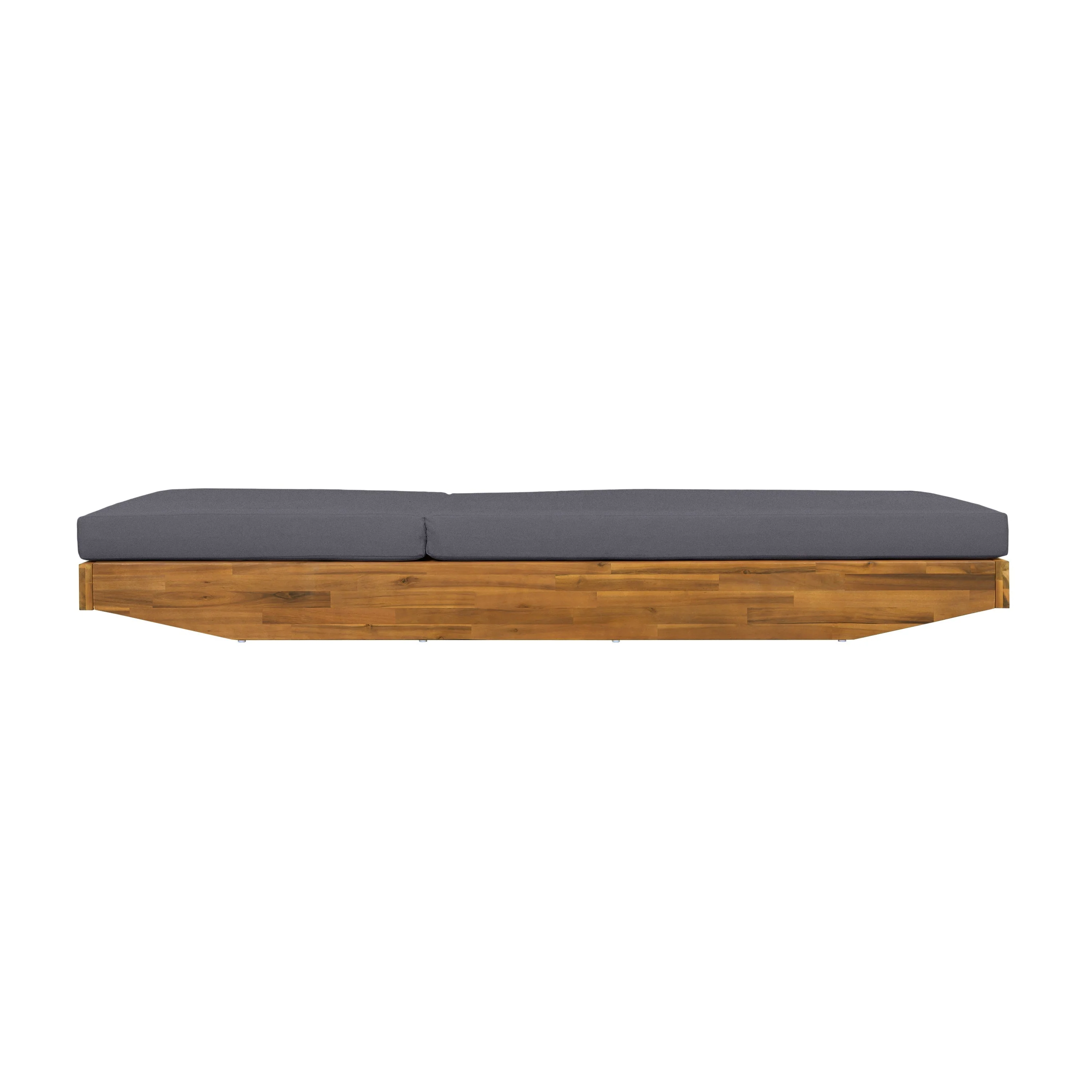 Acacia Wood Chaise Lounge with Cushion - Teak Finish - Image 14
