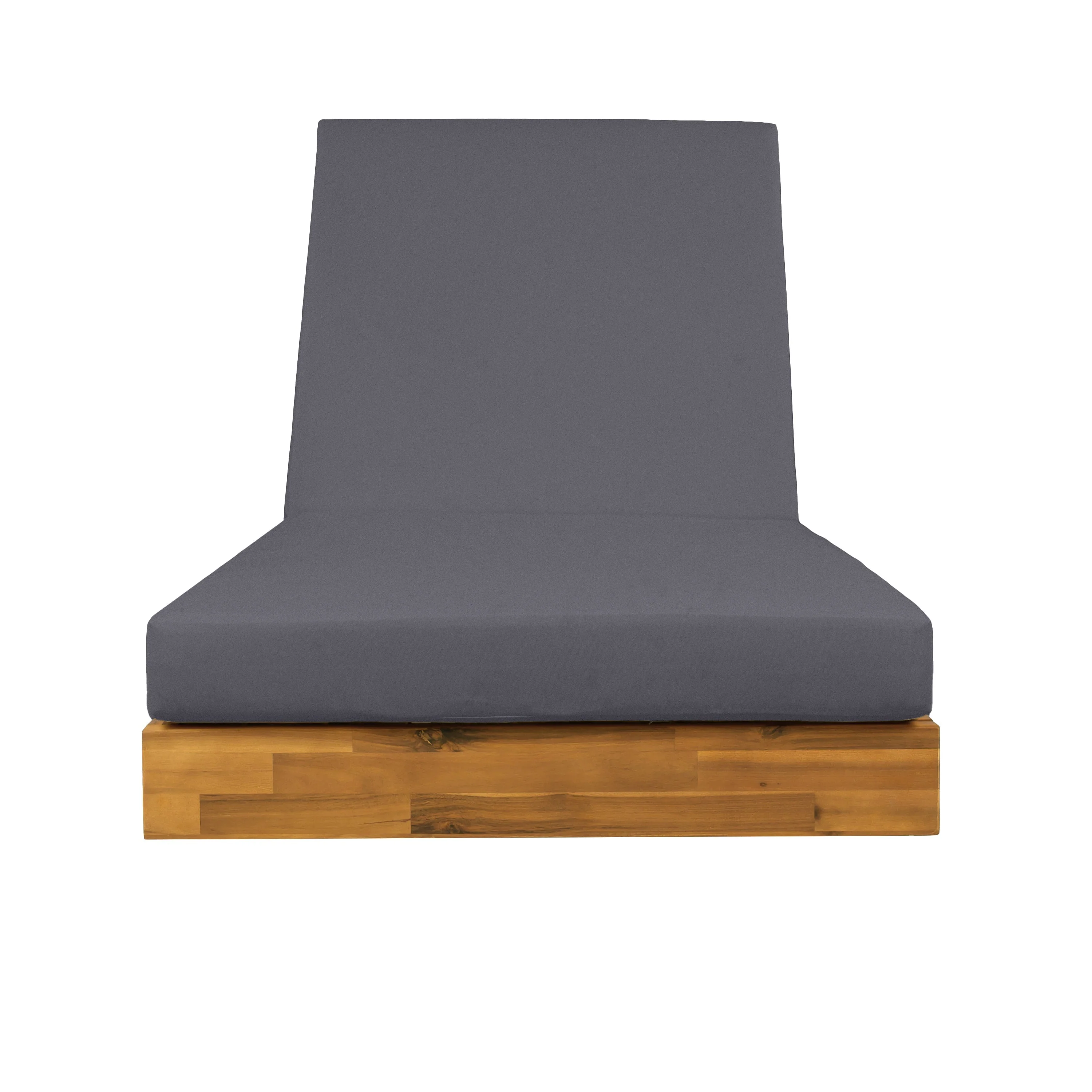 Acacia Wood Chaise Lounge with Cushion - Teak Finish - Image 15