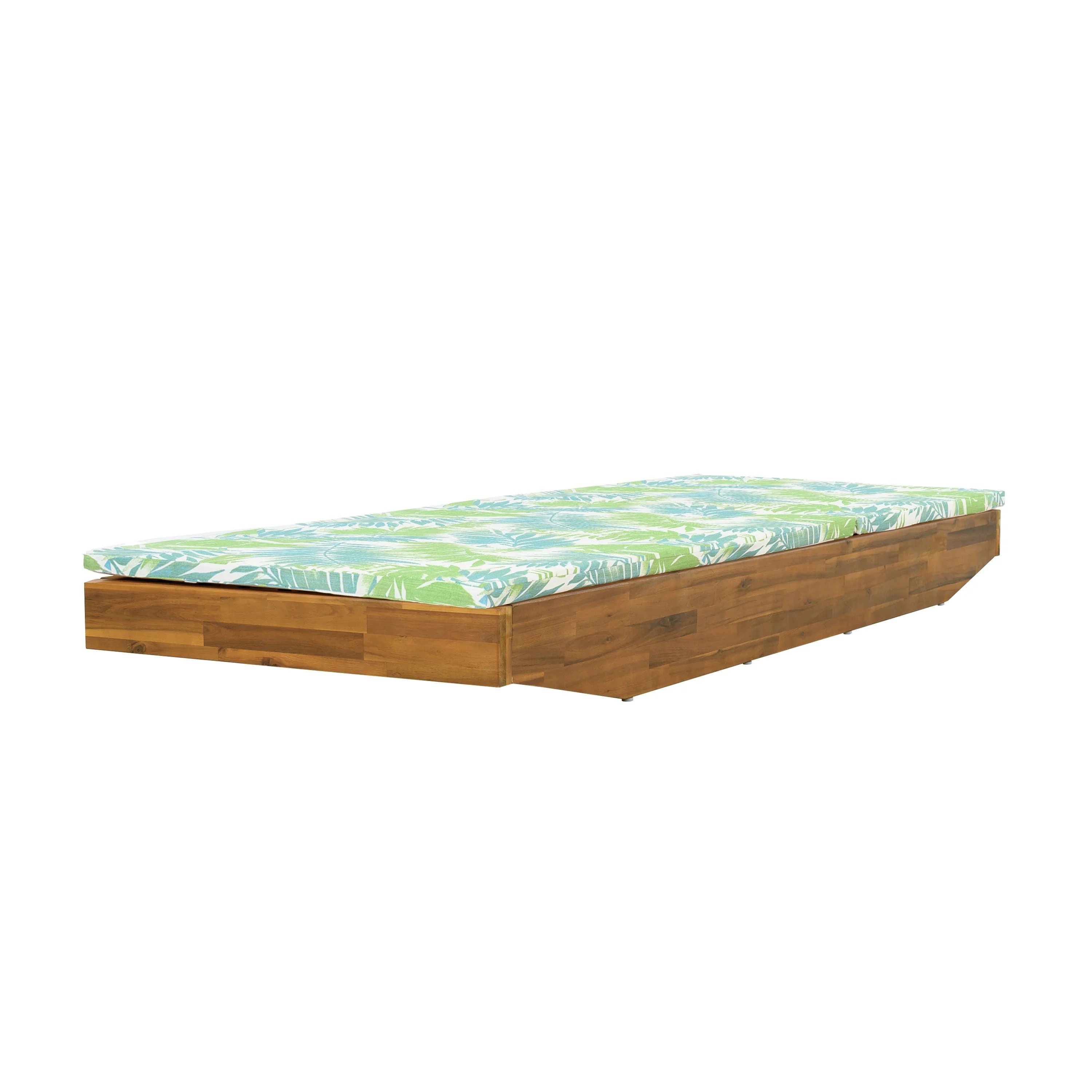 Acacia Wood Chaise Lounge with Teak Finish and Water-Repellent Cushion - Image 12