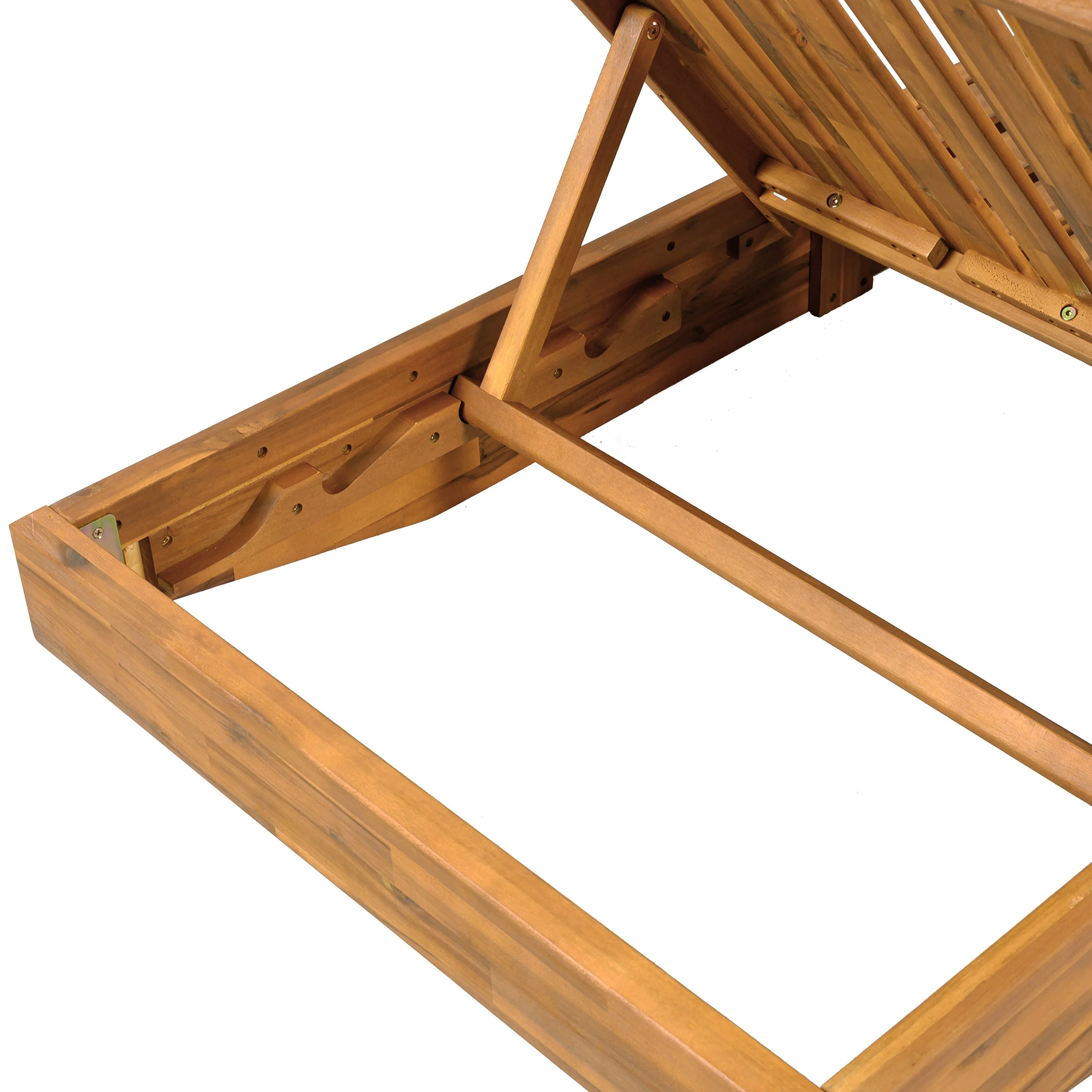 Acacia Wood Chaise Lounge with Teak Finish and Water-Repellent Cushion - Image 20