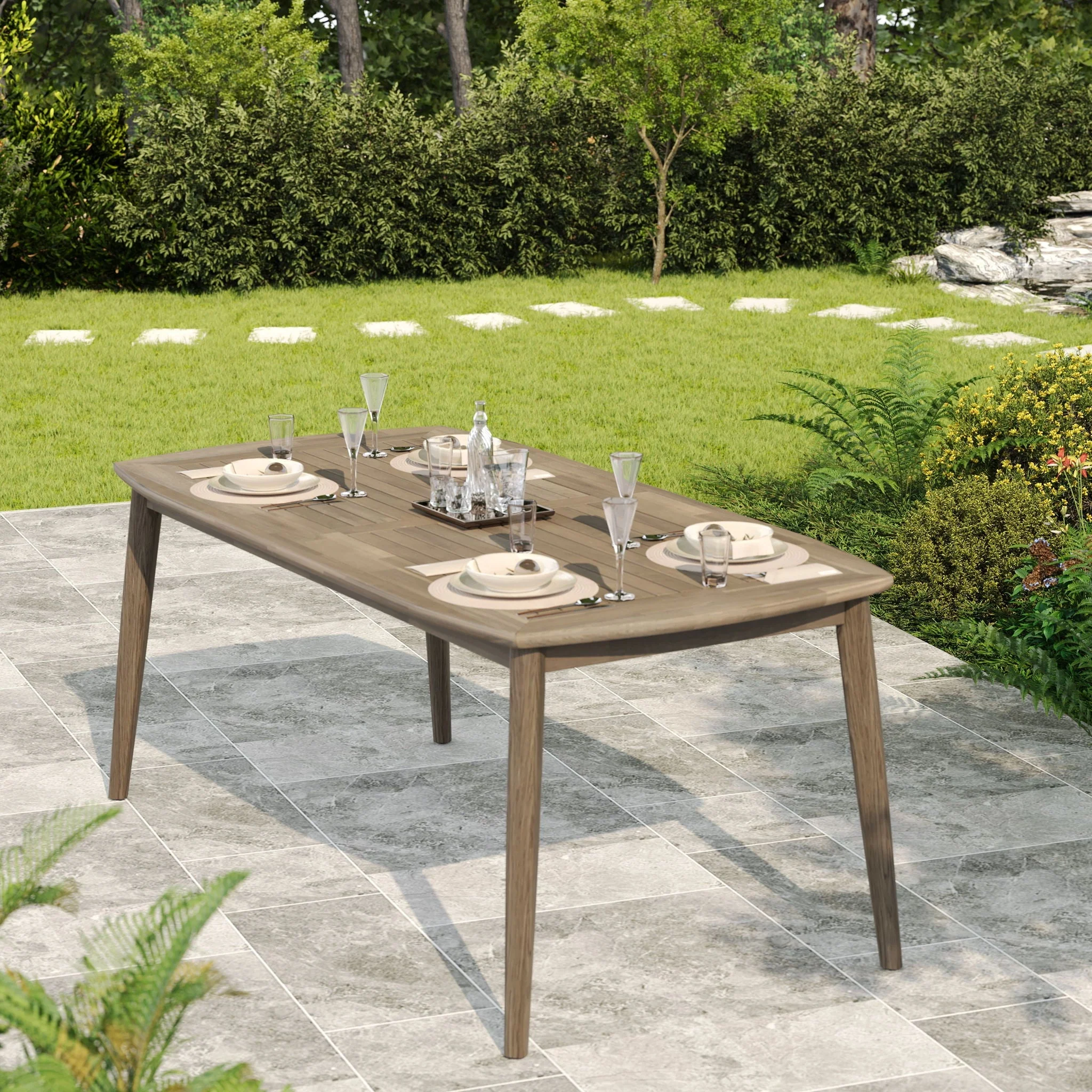Acacia Wood Dining Table for 8 People - Outdoor Farmhouse Furniture - Image 2
