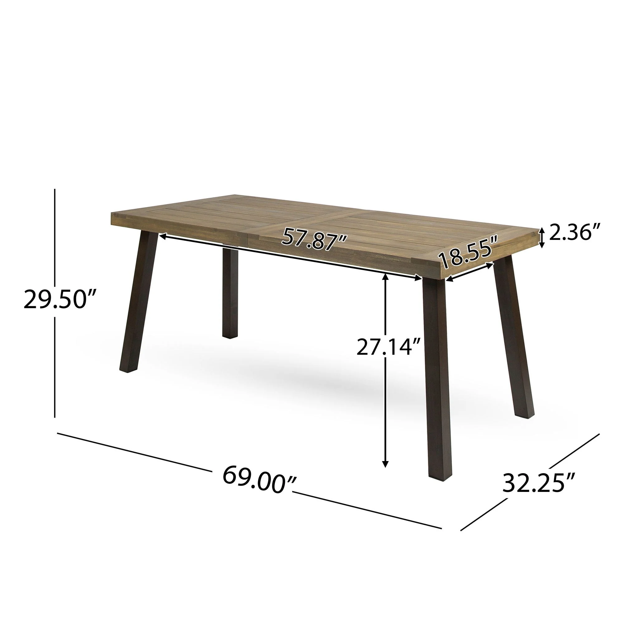 Acacia Wood Dining Table With Slat Design - Image 4