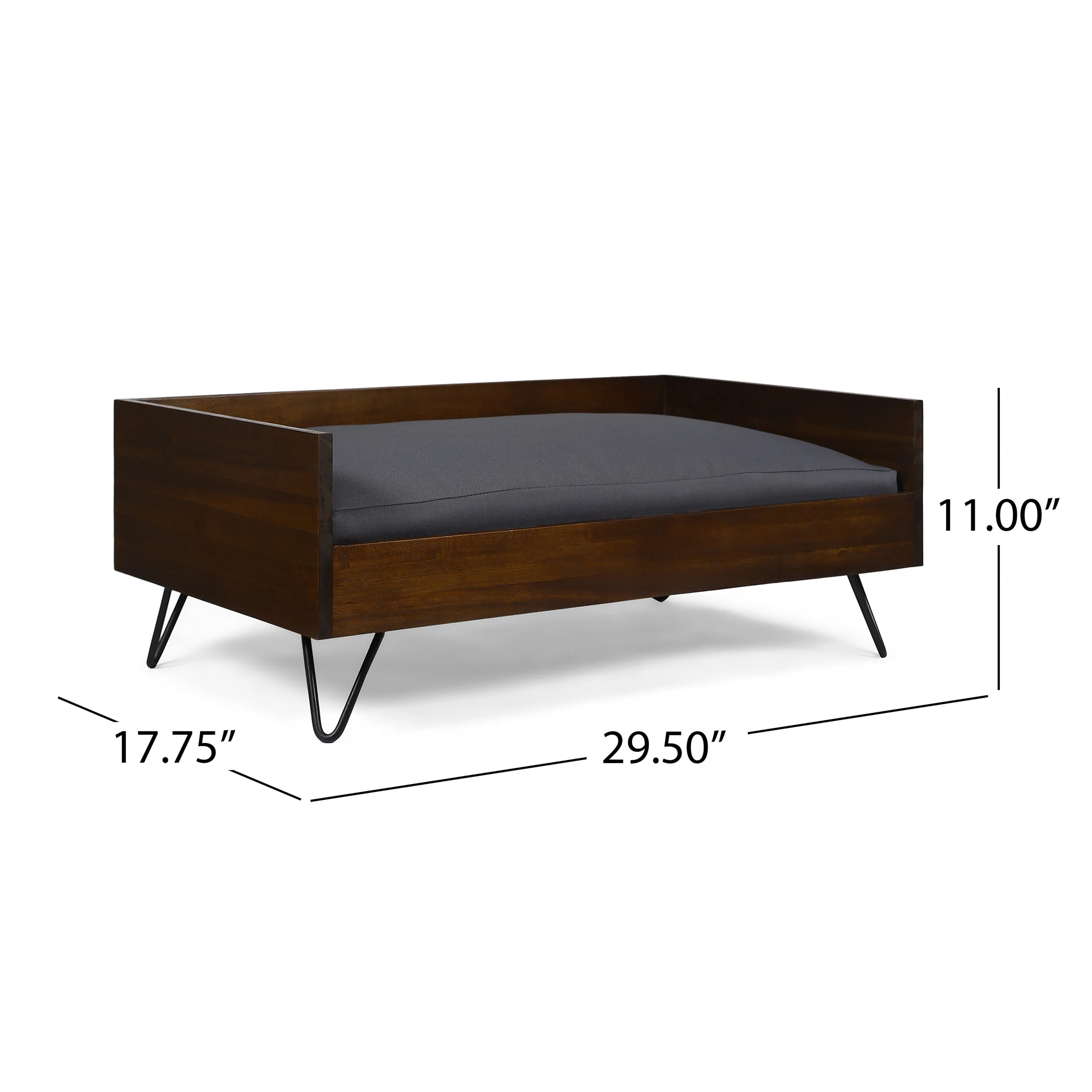 Acacia Wood Dog Bed with Sleek Hairpin Legs - Image 3