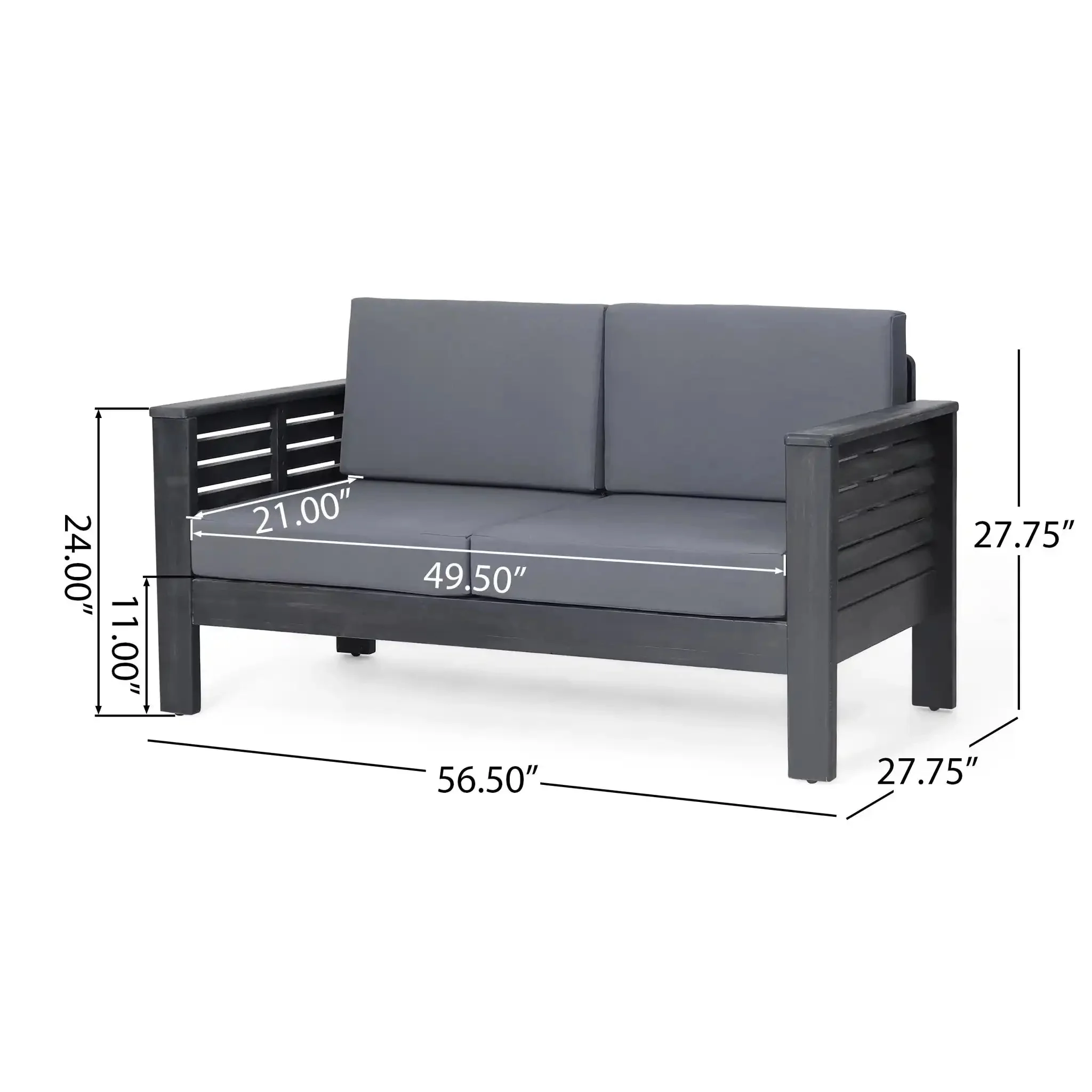 Acacia Wood Loveseat And Coffee Table Set With Cushions - Image 7
