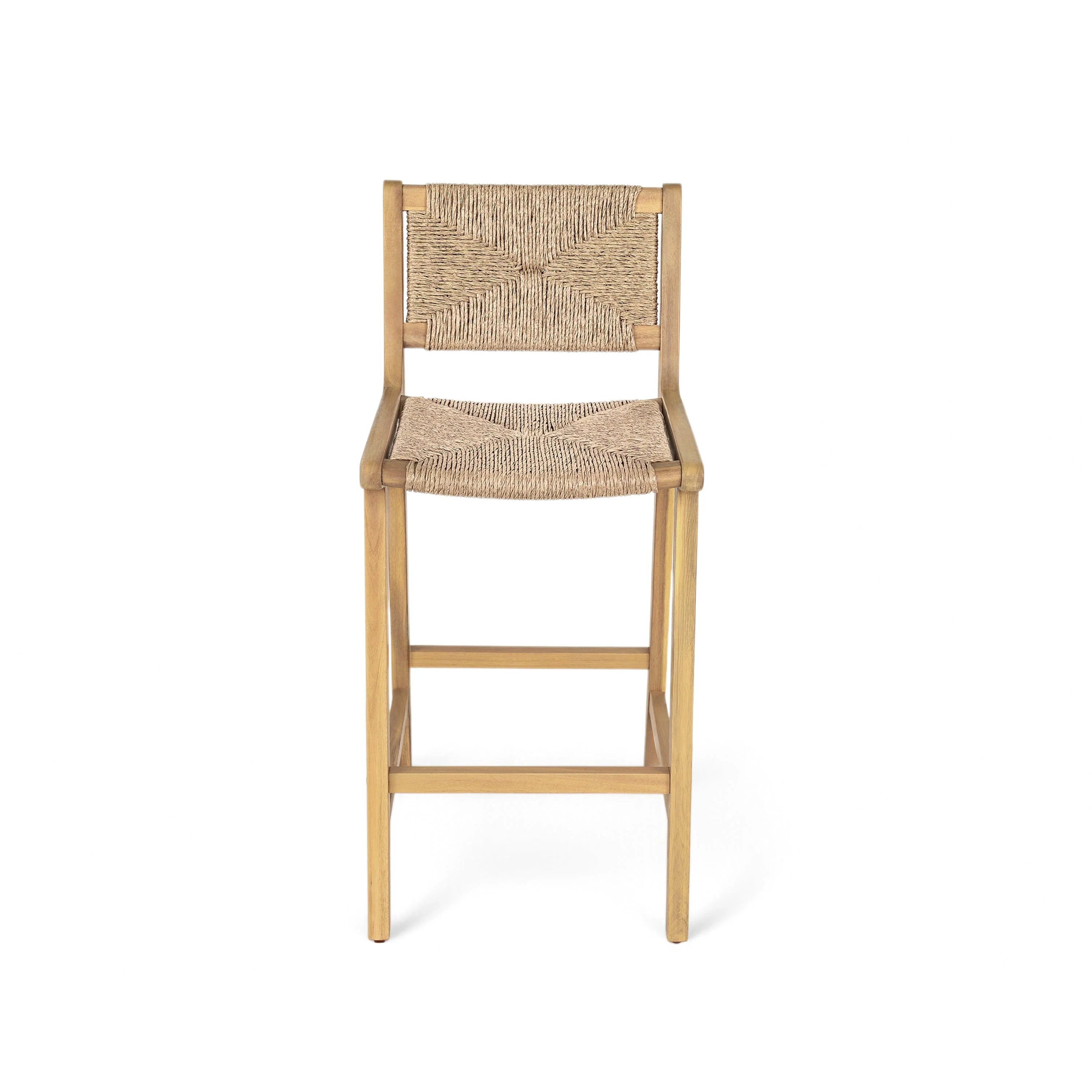 Acacia Wood Outdoor Armless Barstool - Light Teak - Image 4