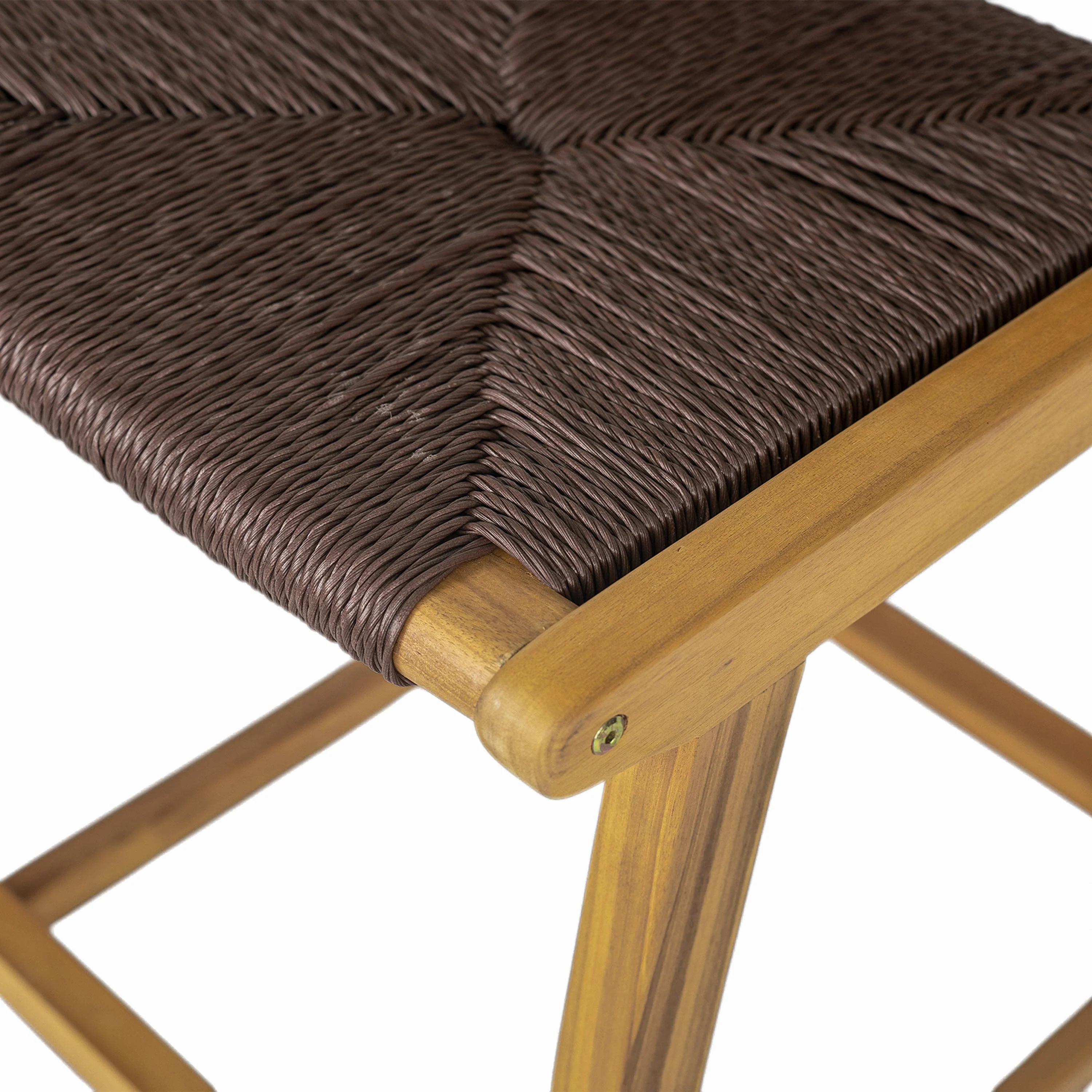 Acacia Wood Outdoor Armless Barstool - Teak Set of 2 - Image 10