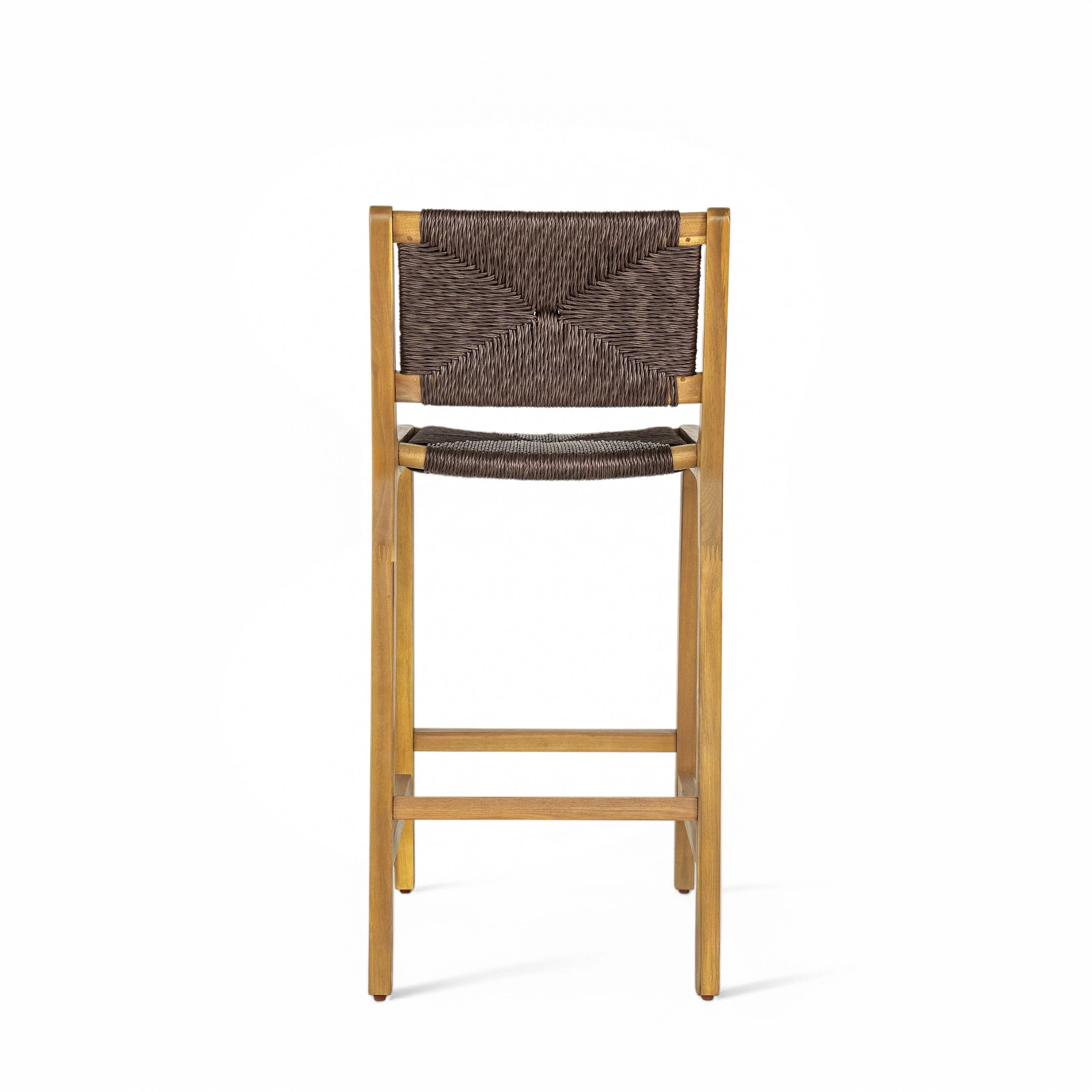 Acacia Wood Outdoor Armless Barstool - Teak Set of 2 - Image 4