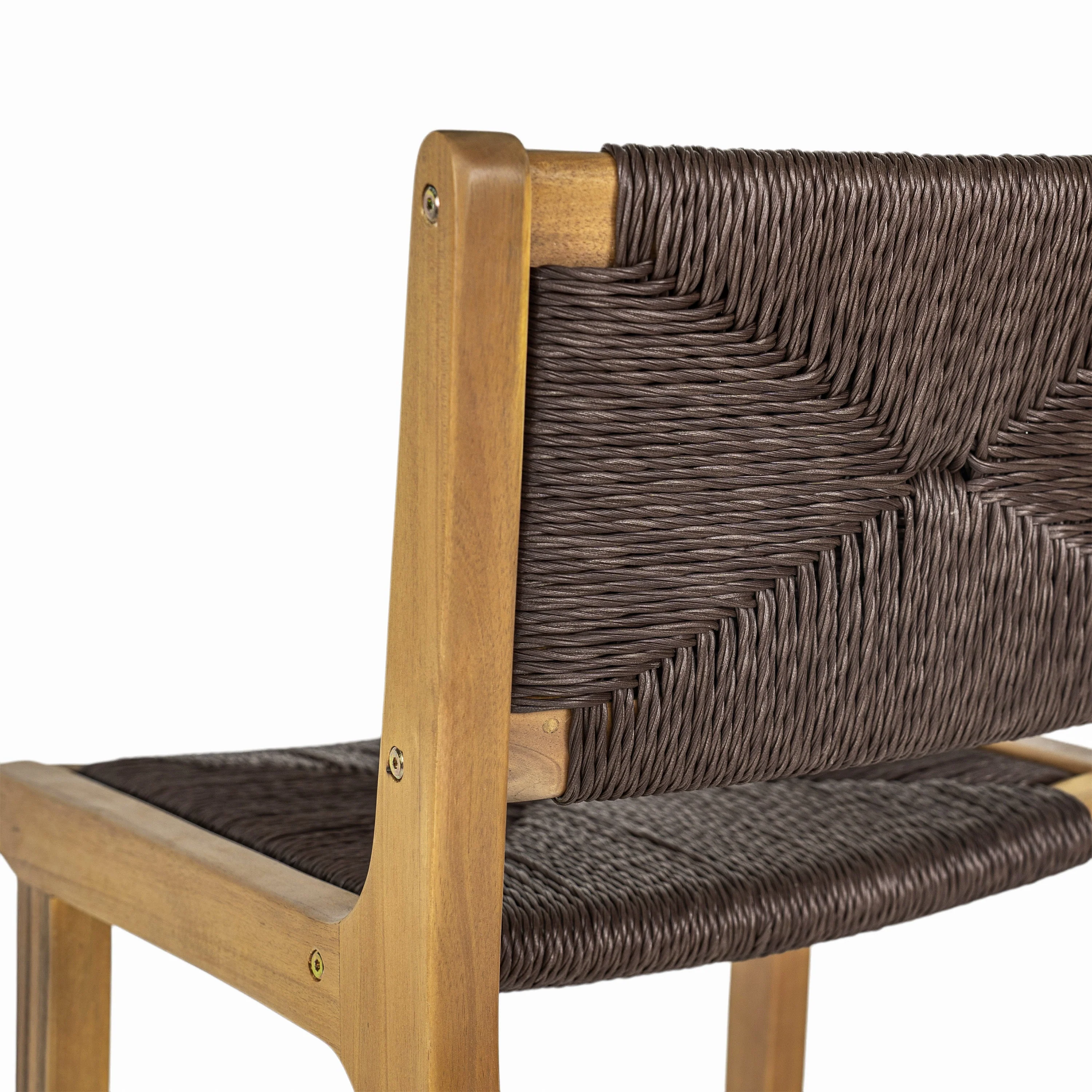 Acacia Wood Outdoor Armless Barstool - Teak Set of 2 - Image 7