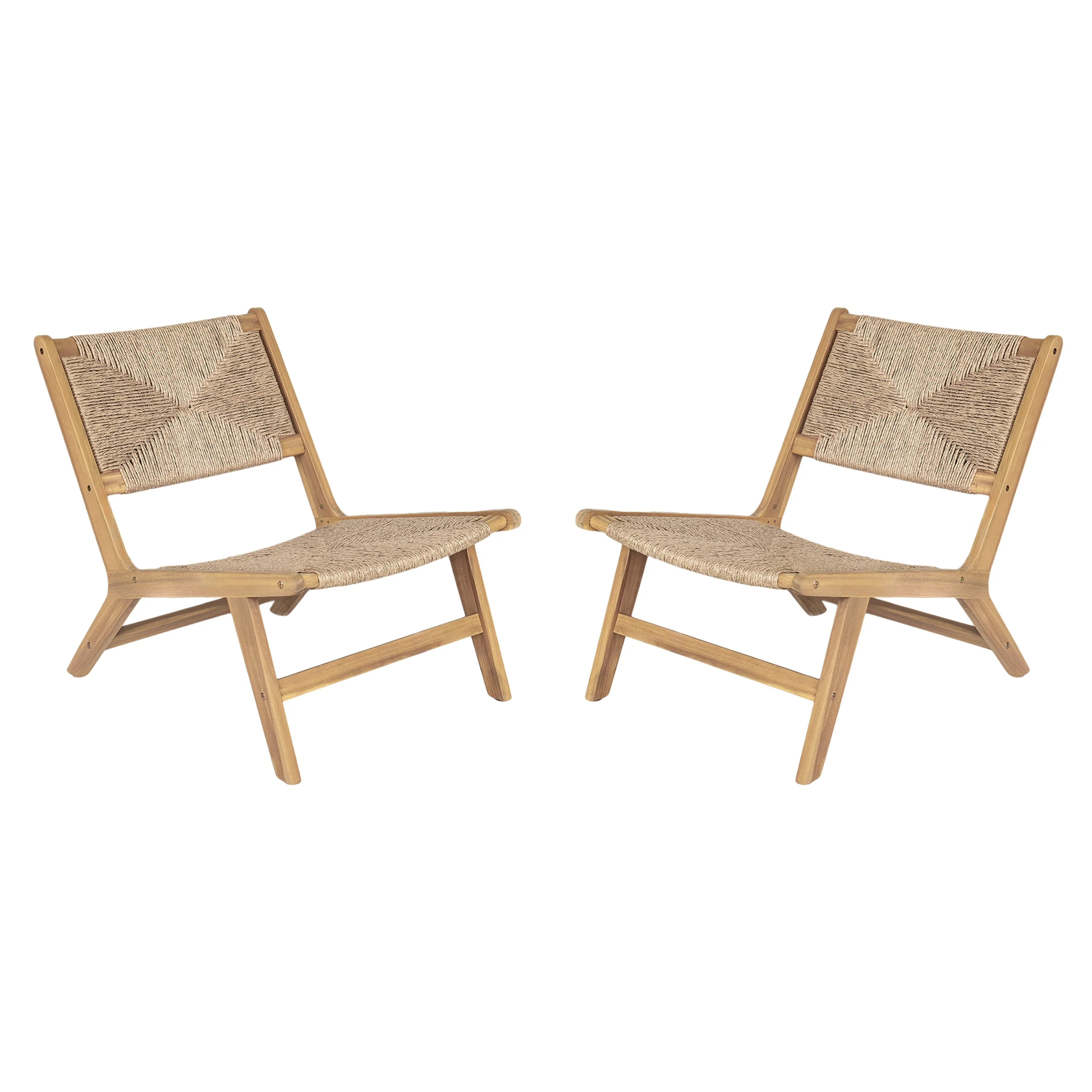Acacia Wood Outdoor Armless Lounge Chair - Light Teak