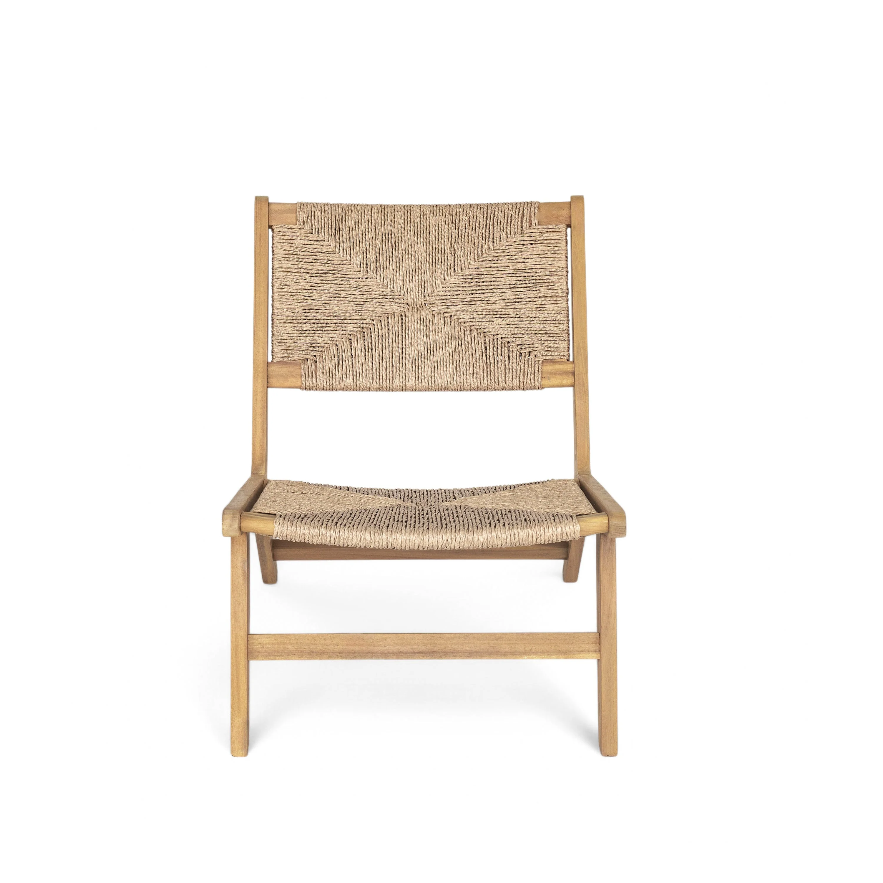 Acacia Wood Outdoor Armless Lounge Chair - Light Teak - Image 3