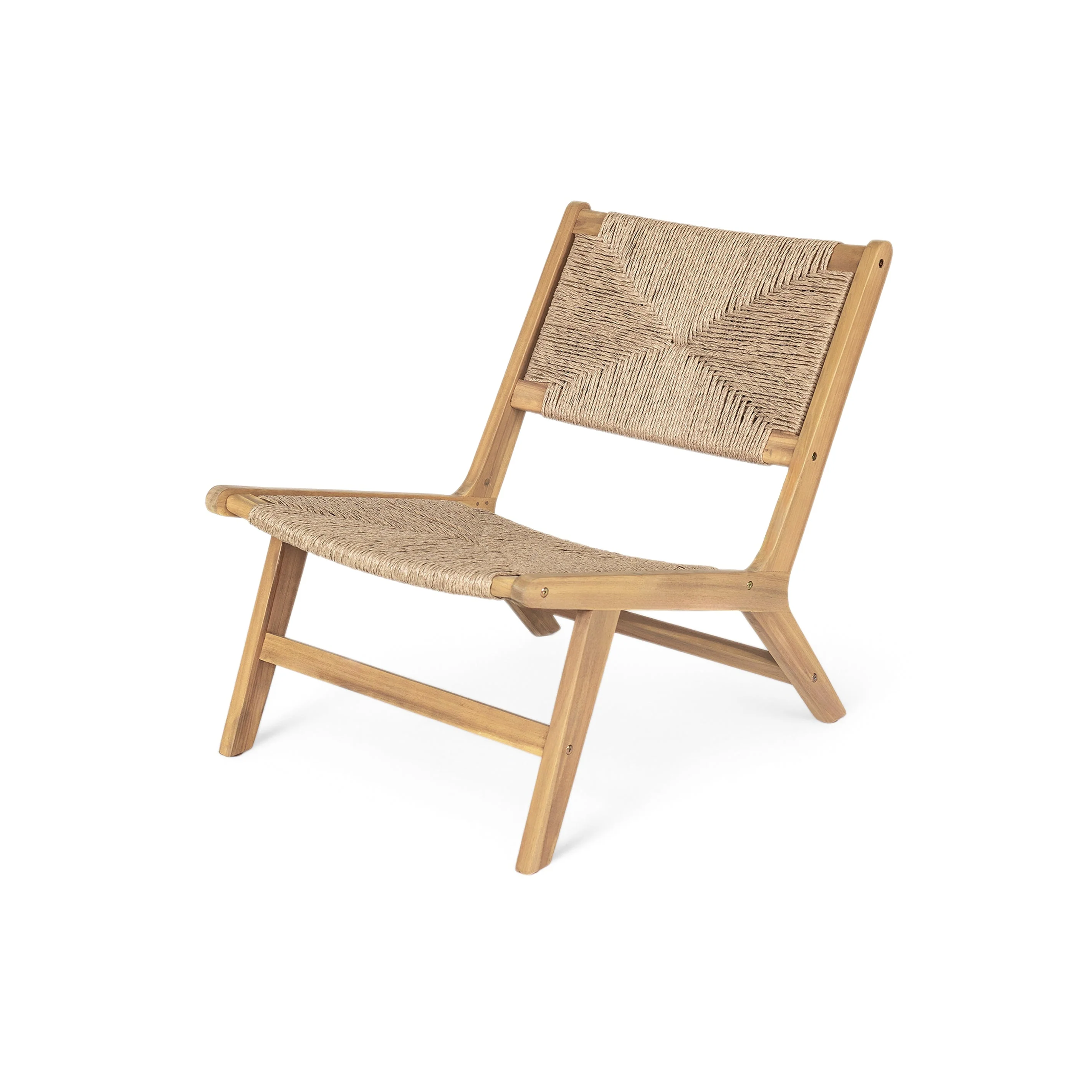 Acacia Wood Outdoor Armless Lounge Chair - Light Teak - Image 5