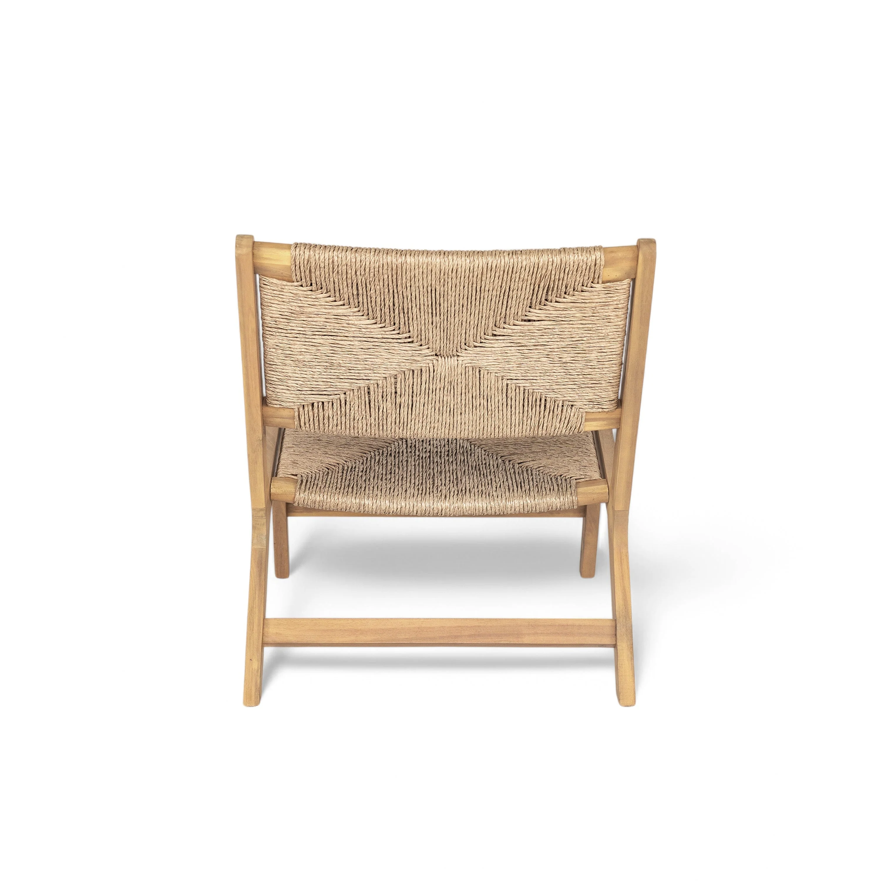 Acacia Wood Outdoor Armless Lounge Chair - Light Teak - Image 6