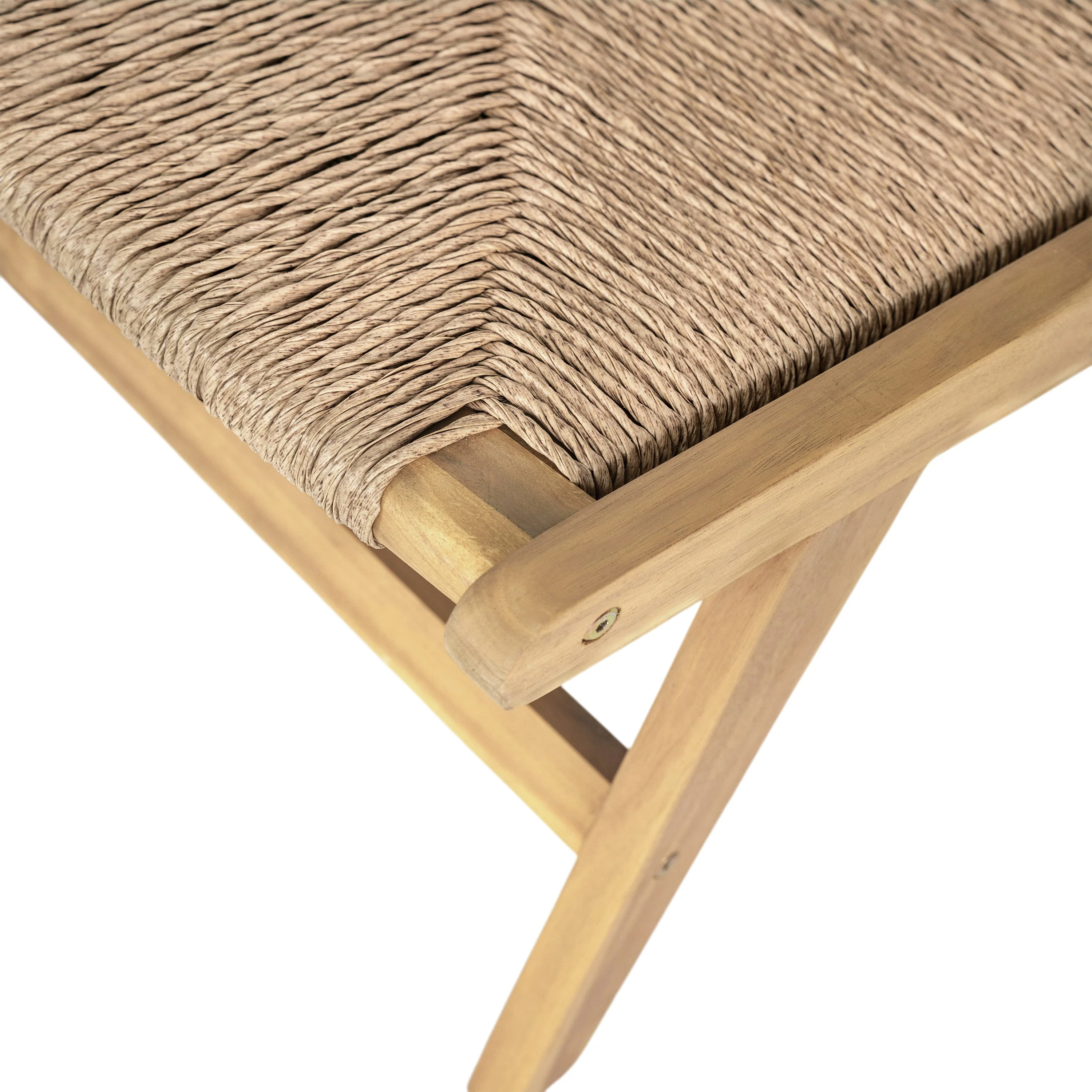 Acacia Wood Outdoor Armless Lounge Chair - Light Teak - Image 8