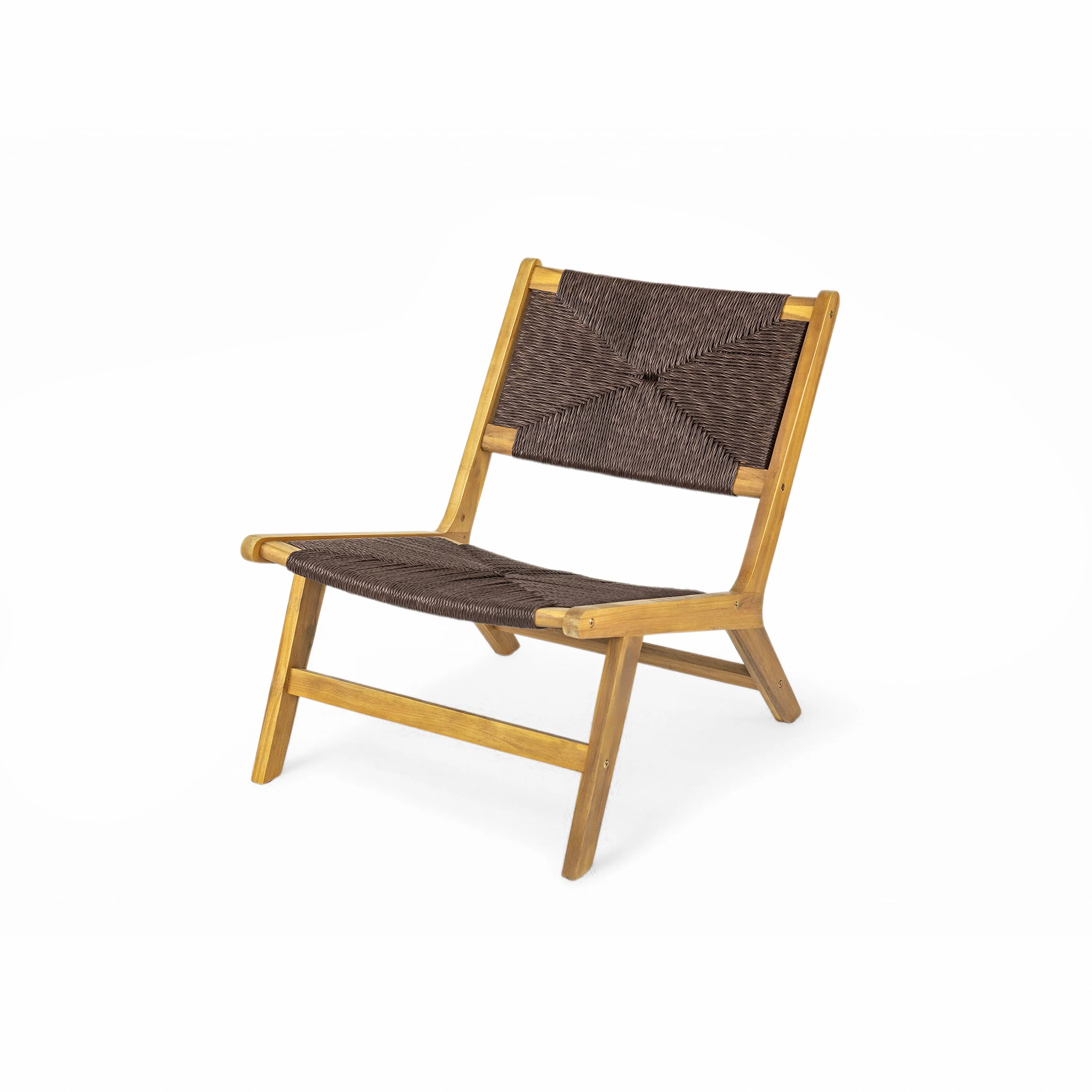 Acacia Wood Outdoor Armless Lounge Chair - Teak Set of 2 - Image 2
