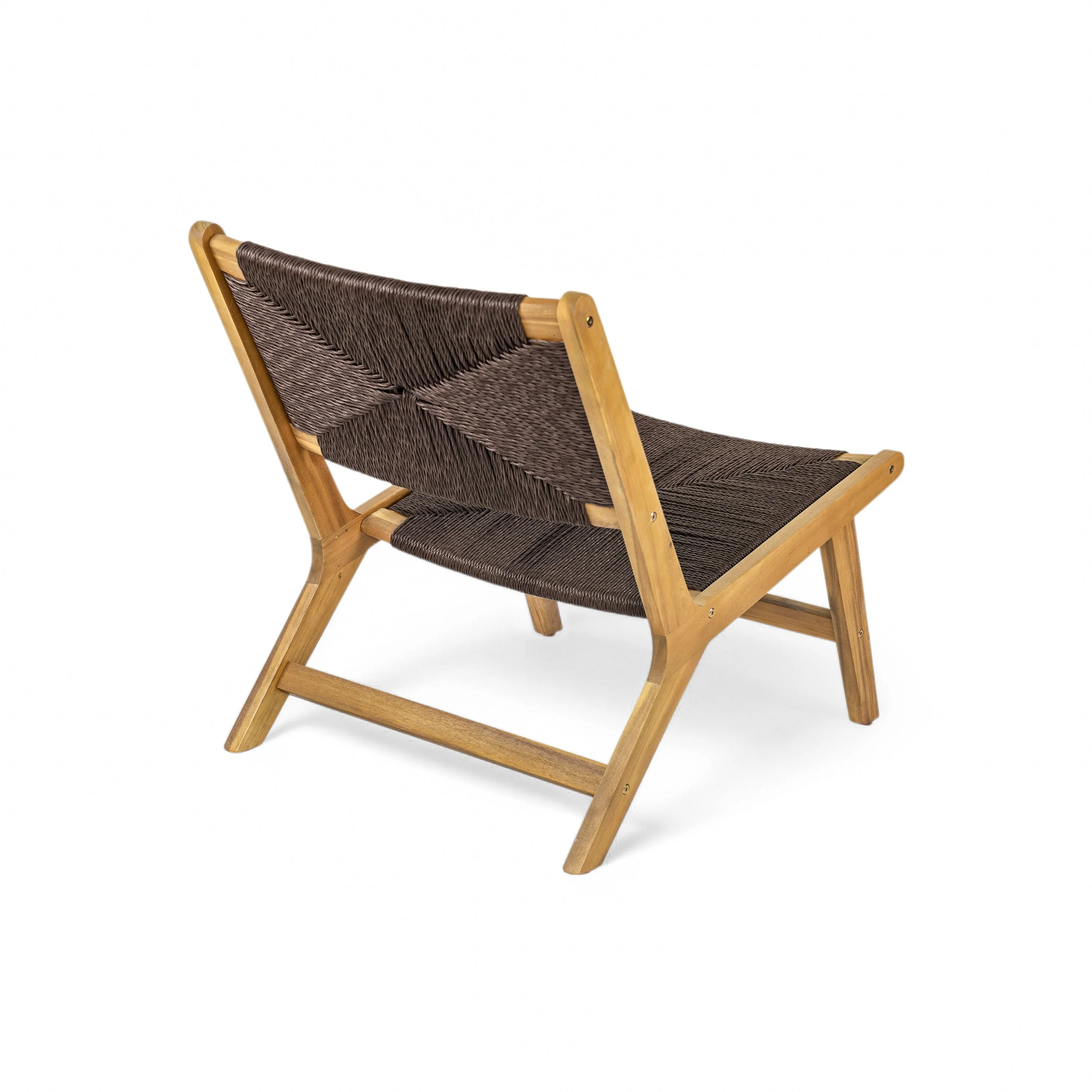 Acacia Wood Outdoor Armless Lounge Chair - Teak Set of 2 - Image 4