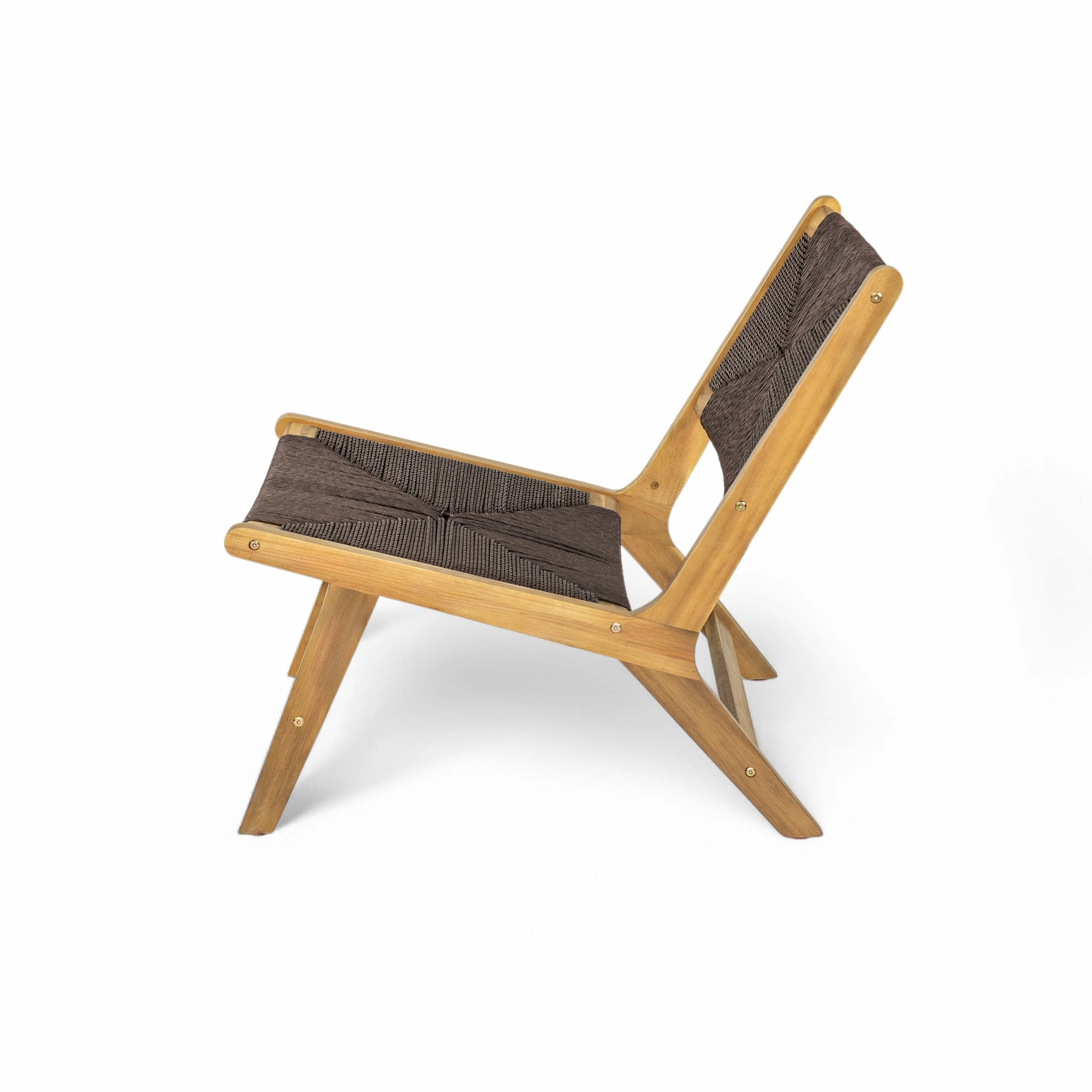 Acacia Wood Outdoor Armless Lounge Chair - Teak Set of 2 - Image 5