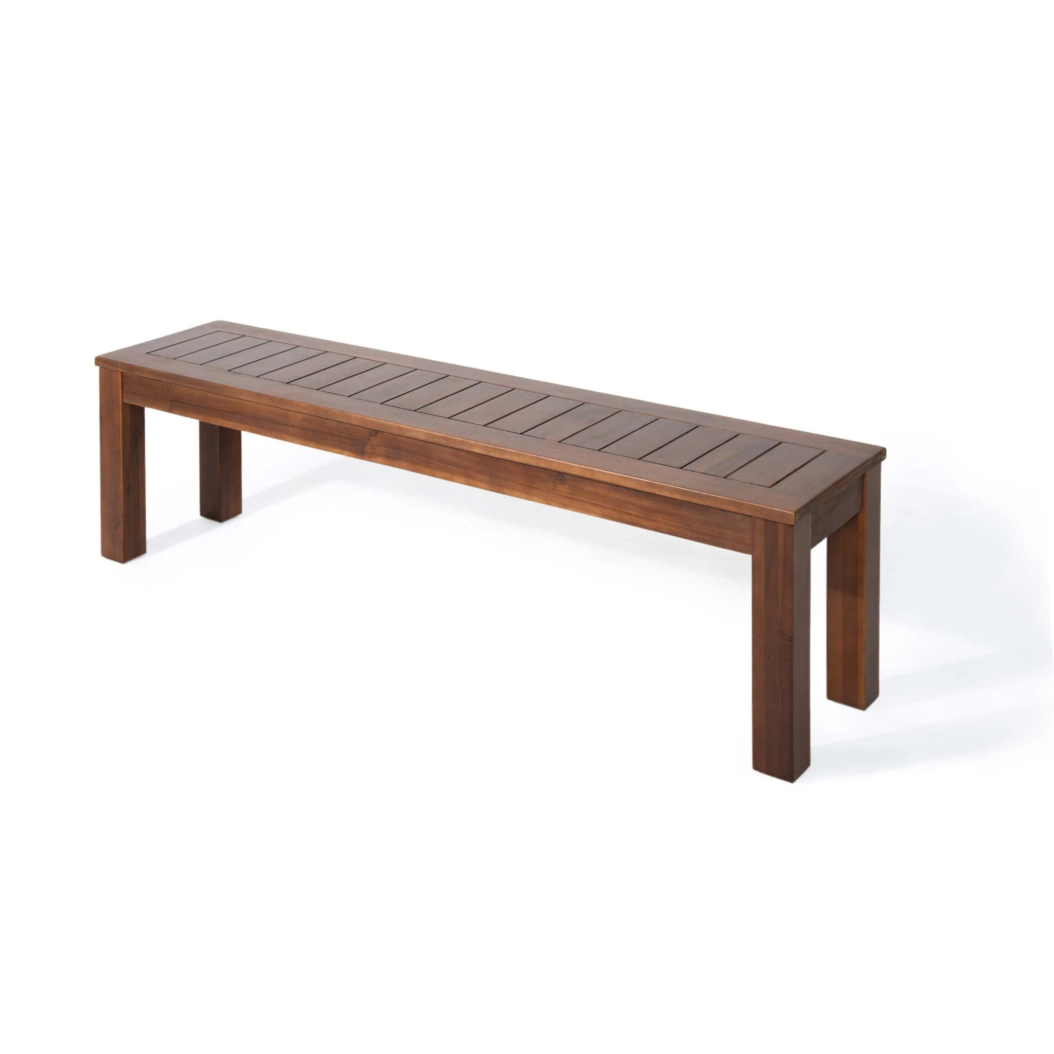Acacia Wood Outdoor Bench with Beautiful Slat Paneling - Dark Brown - Image 3
