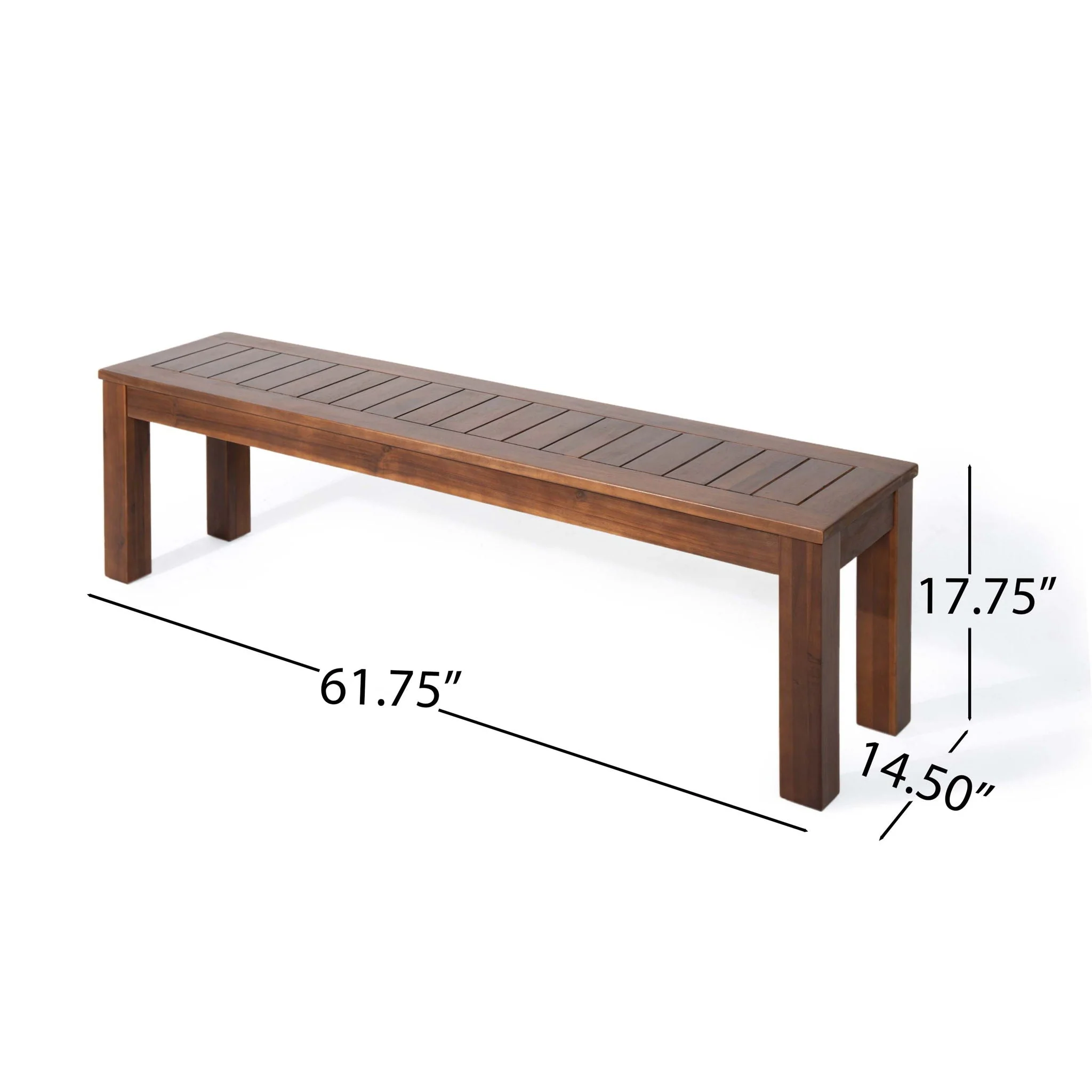 Acacia Wood Outdoor Bench with Beautiful Slat Paneling - Dark Brown - Image 4