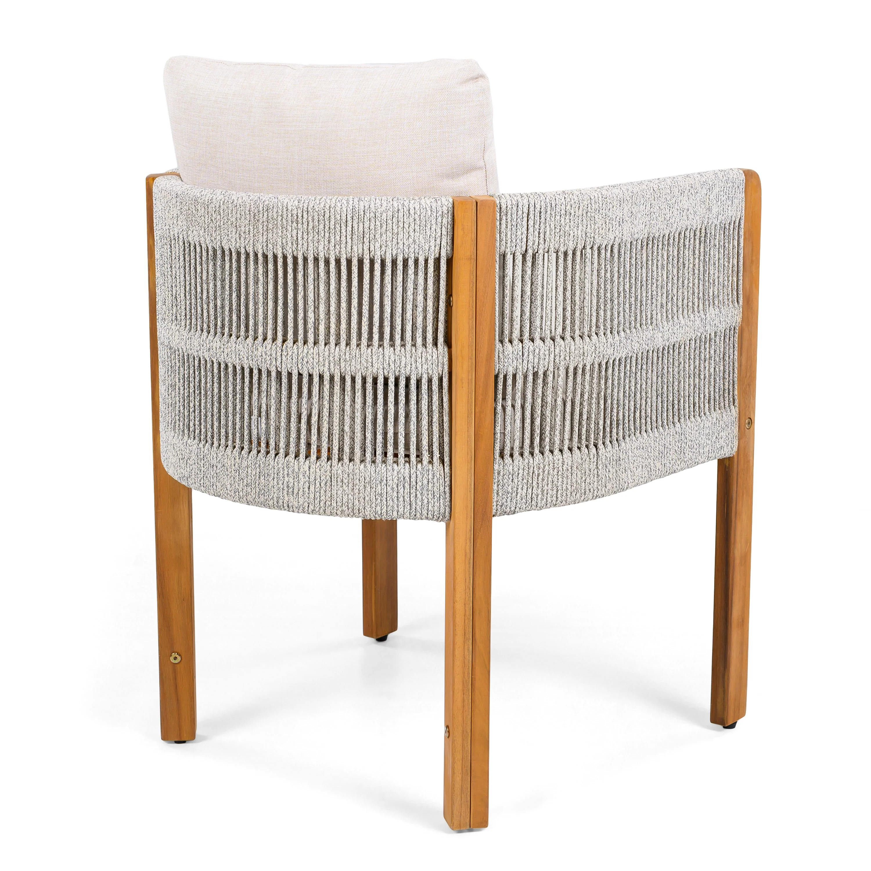 Acacia Wood Outdoor Dining Chairs 2-Pack with Beige Cushions - Image 10