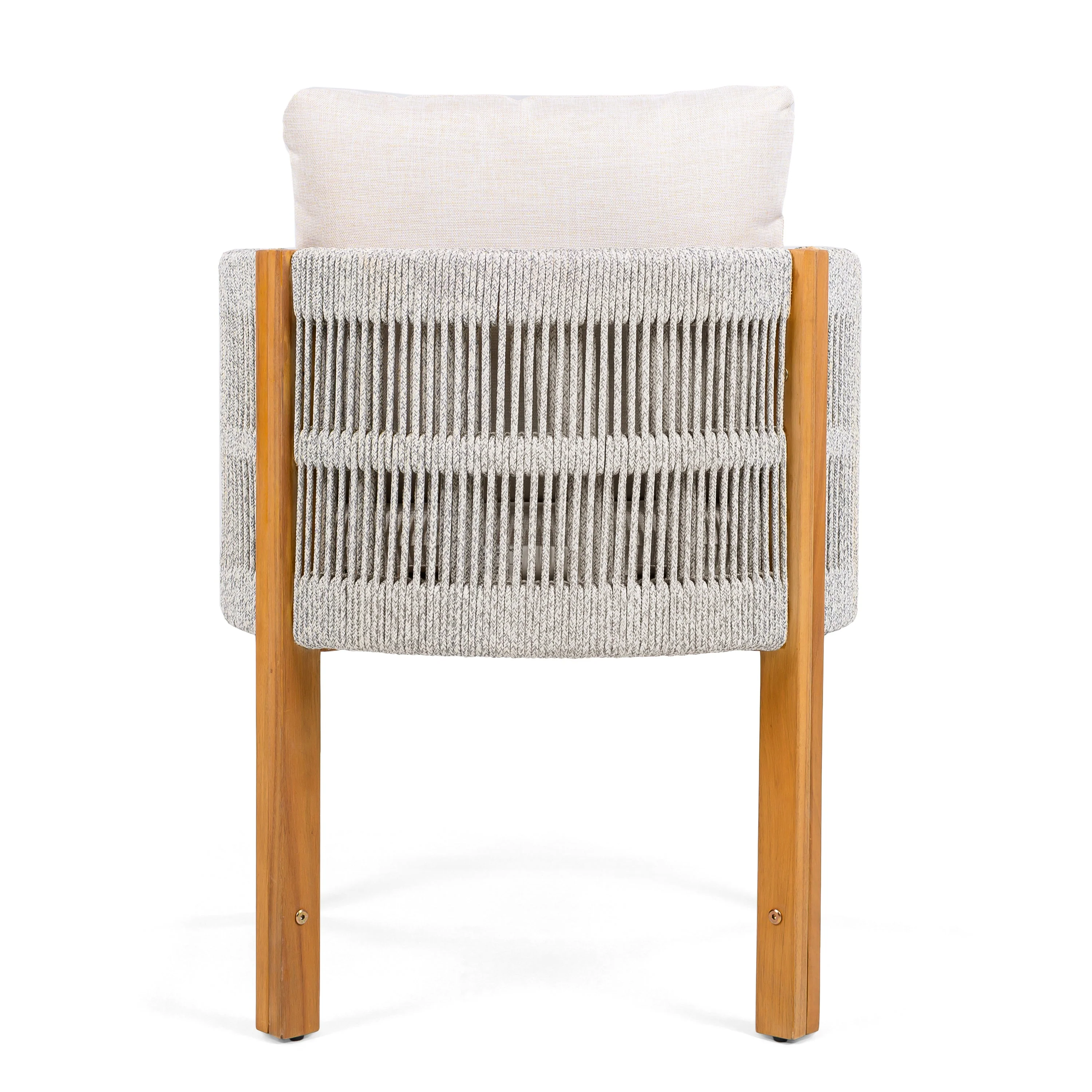 Acacia Wood Outdoor Dining Chairs 2-Pack with Beige Cushions - Image 11