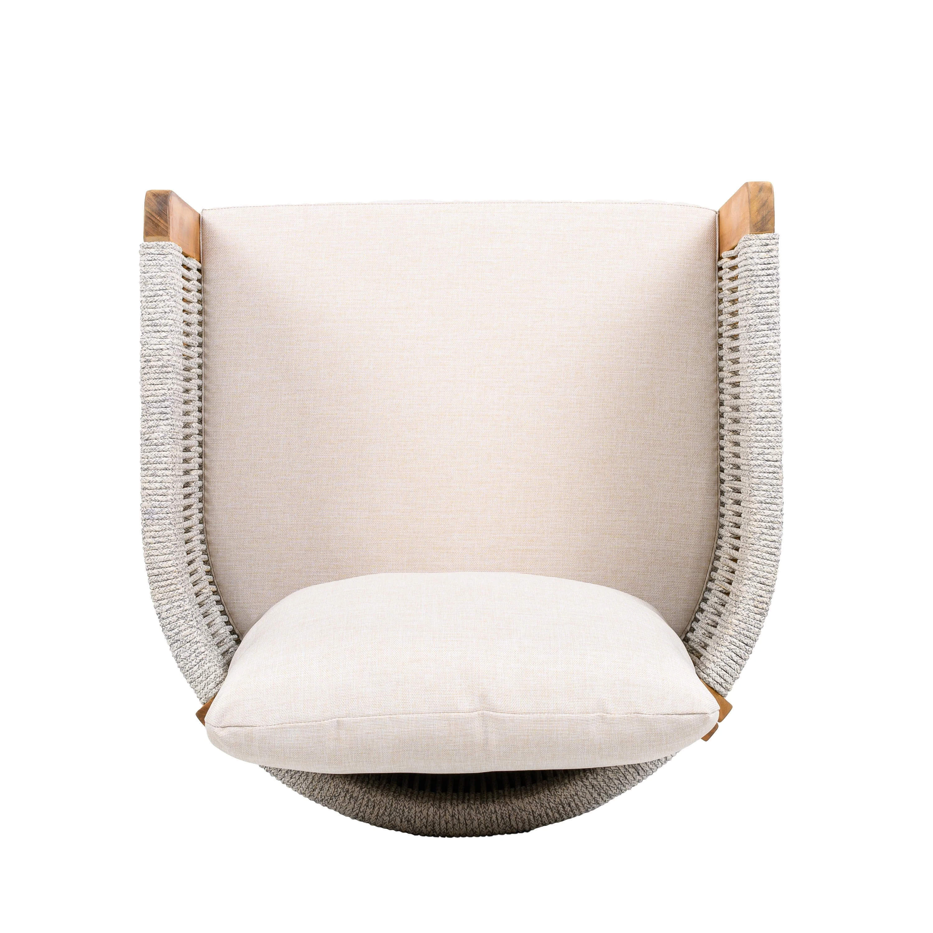 Acacia Wood Outdoor Dining Chairs 2-Pack with Beige Cushions - Image 12