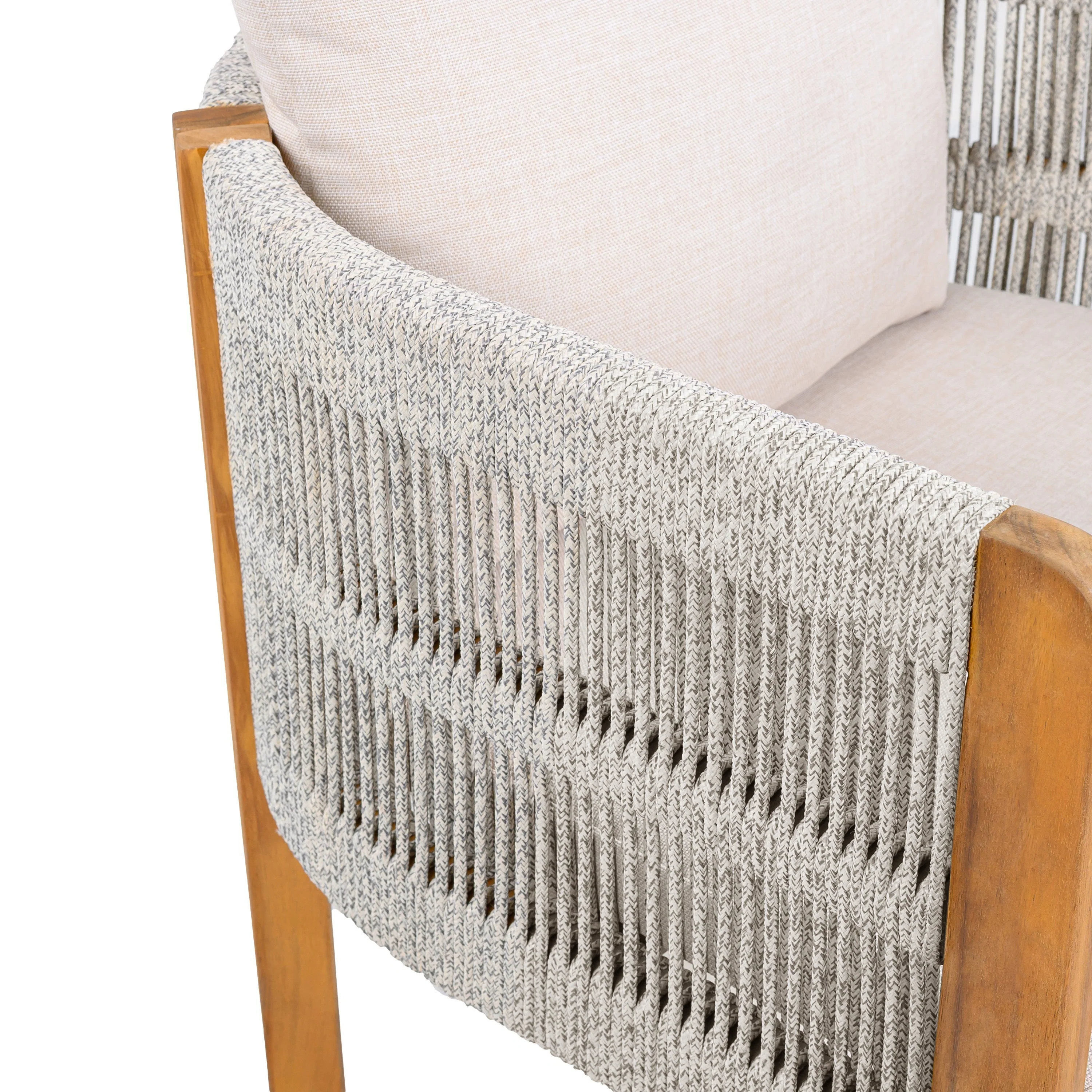 Acacia Wood Outdoor Dining Chairs 2-Pack with Beige Cushions - Image 14