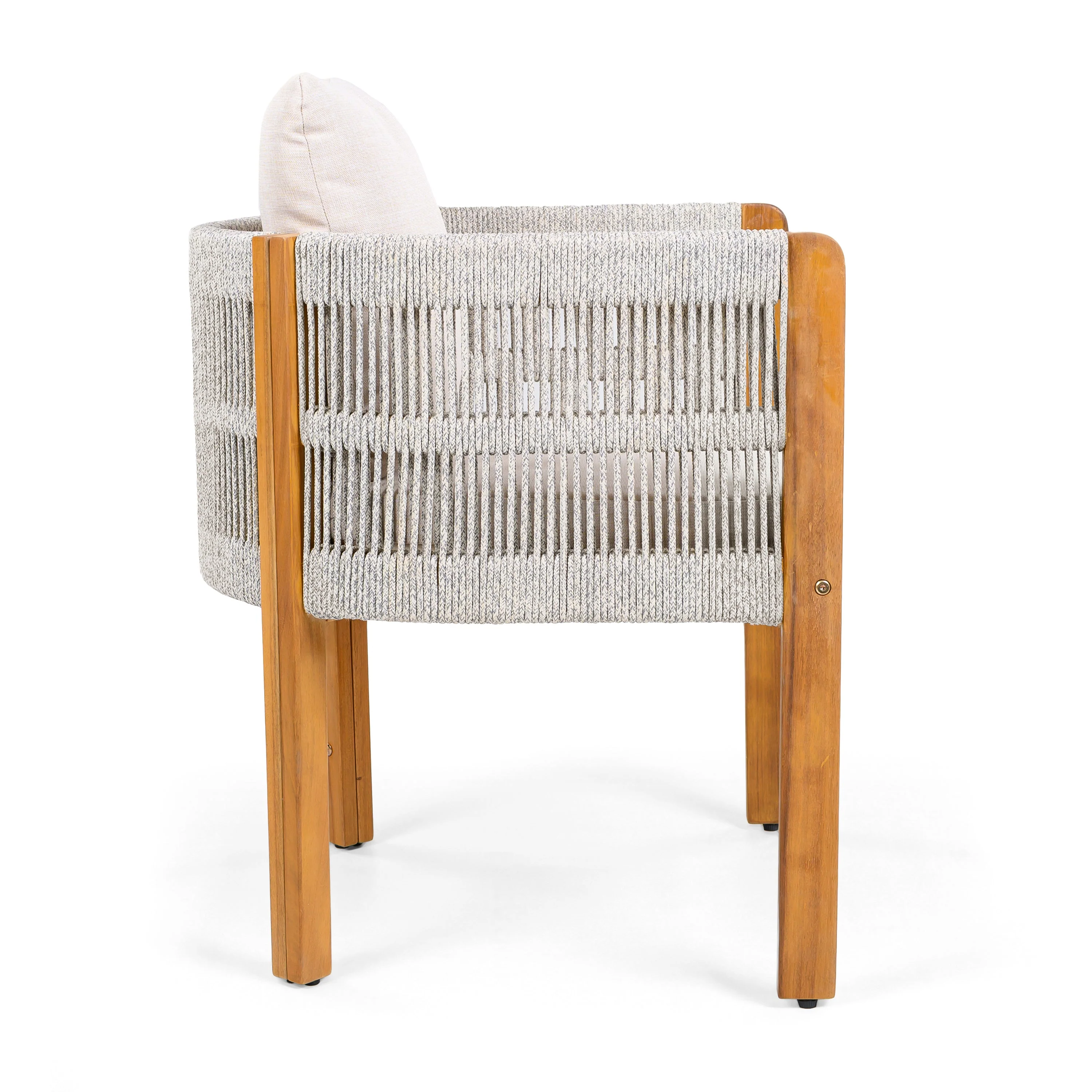 Acacia Wood Outdoor Dining Chairs 2-Pack with Beige Cushions - Image 9