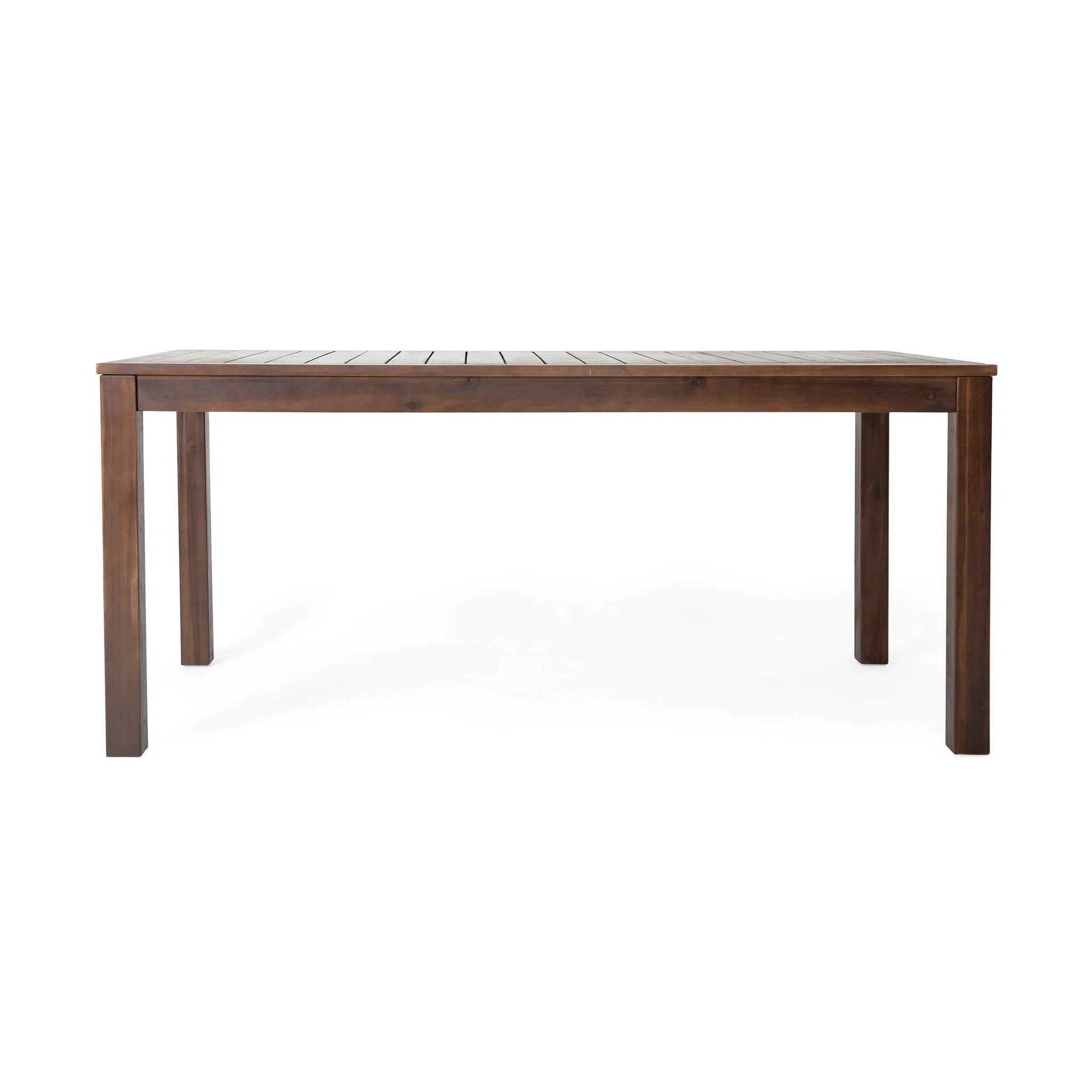 Acacia Wood Outdoor Dining Table With Slatted Top - Dark Brown - Image 2