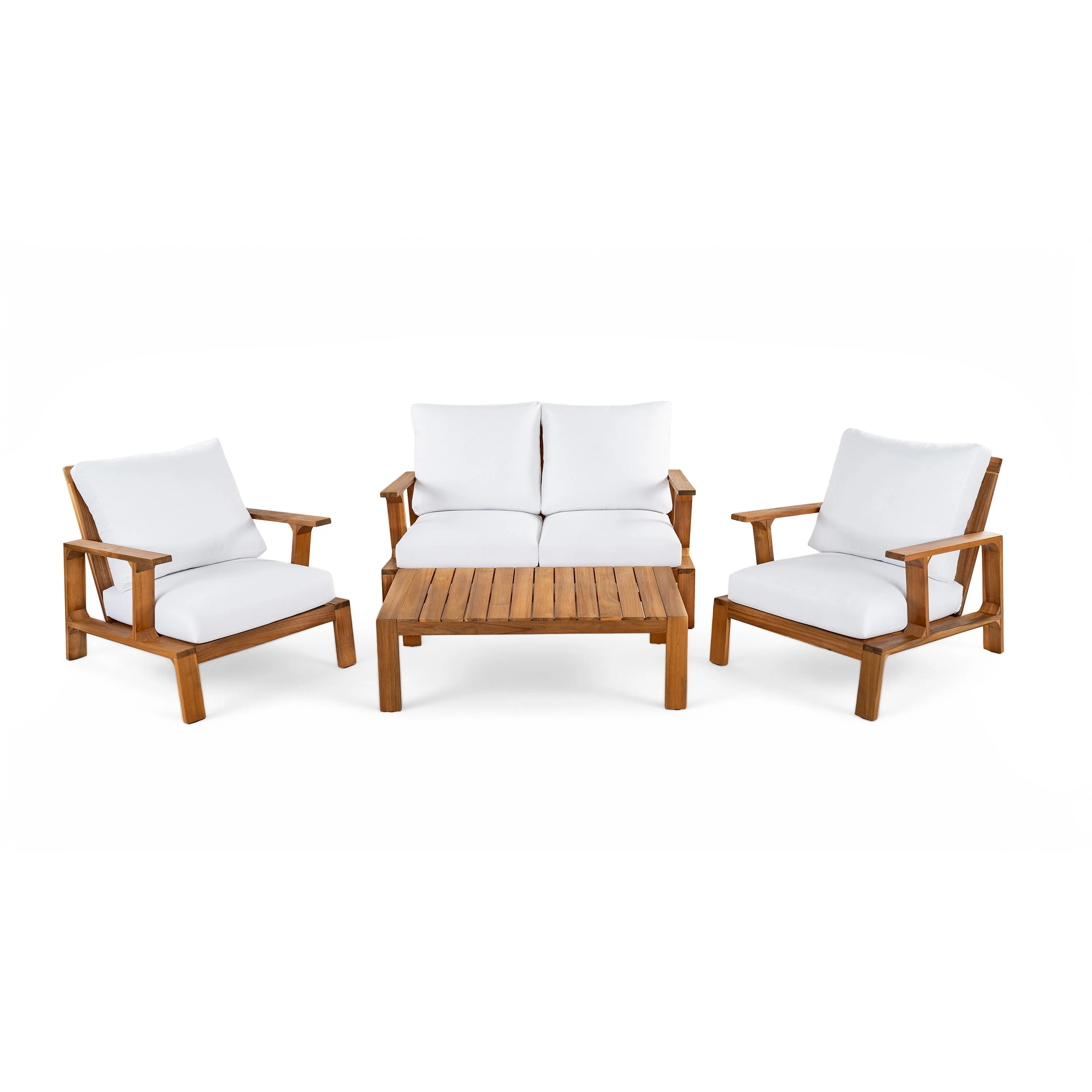 Acacia Wood Outdoor Sofa Set for 4 with Cushions and Coffee Table - Image 5