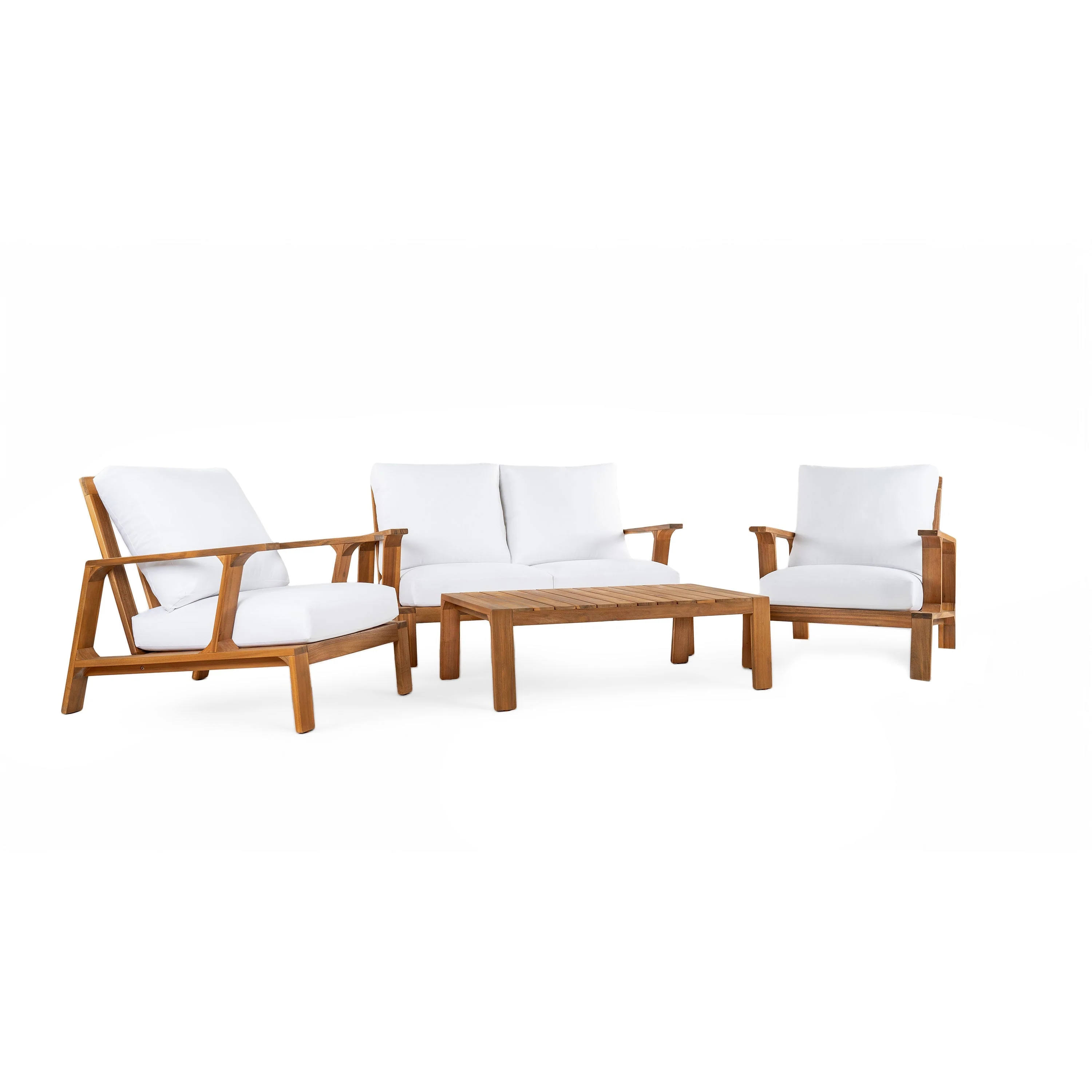 Acacia Wood Outdoor Sofa Set for 4 with Cushions and Coffee Table - Image 6