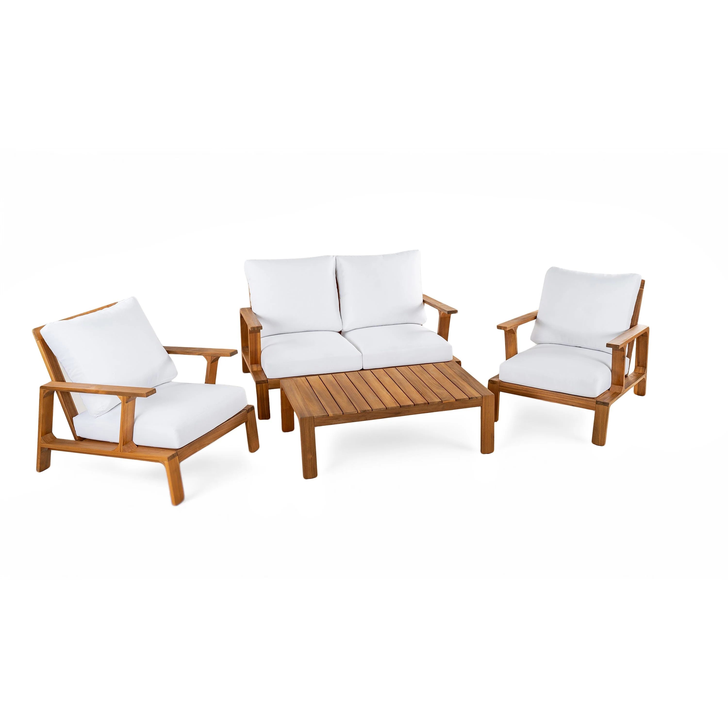 Acacia Wood Outdoor Sofa Set for 4 with Cushions and Coffee Table - Image 7
